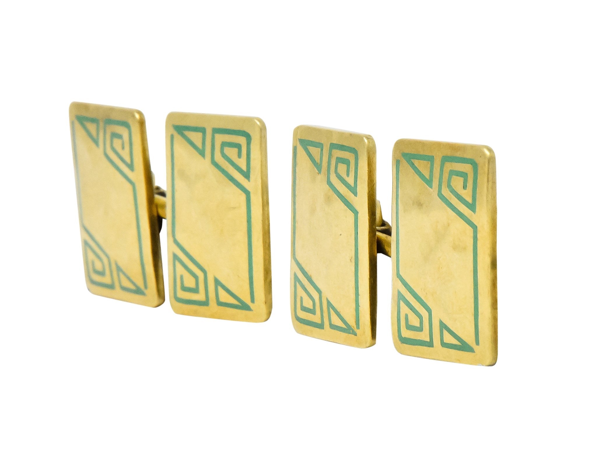 Geoffroy & Co. Art Deco Enamel 14 Karat Gold Men's Cufflinks - Wilson's Estate Jewelry