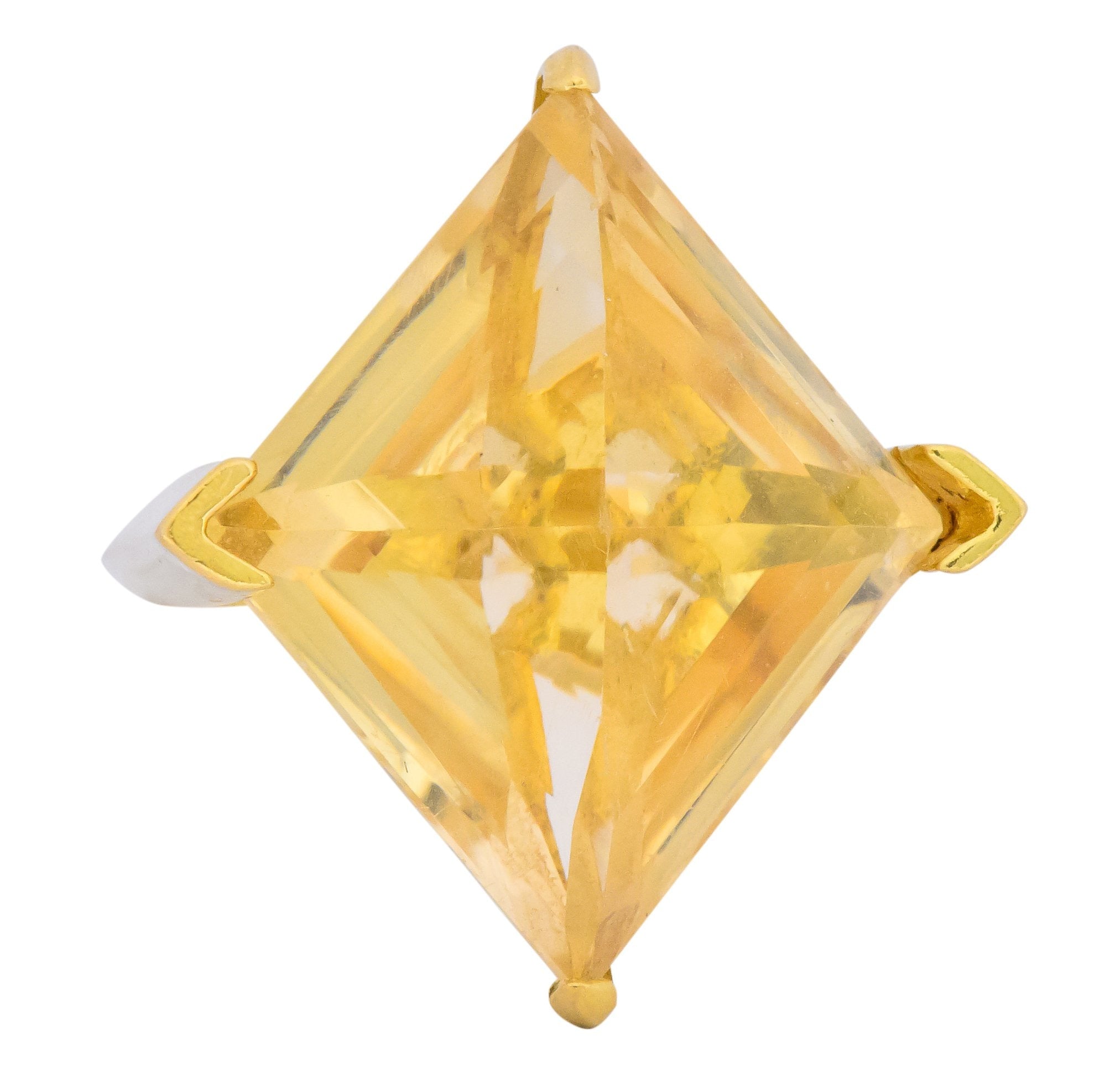 Gillian Packard 1968 British Modernist Citrine 18 Karat Gold Cocktail Ring - Wilson's Estate Jewelry