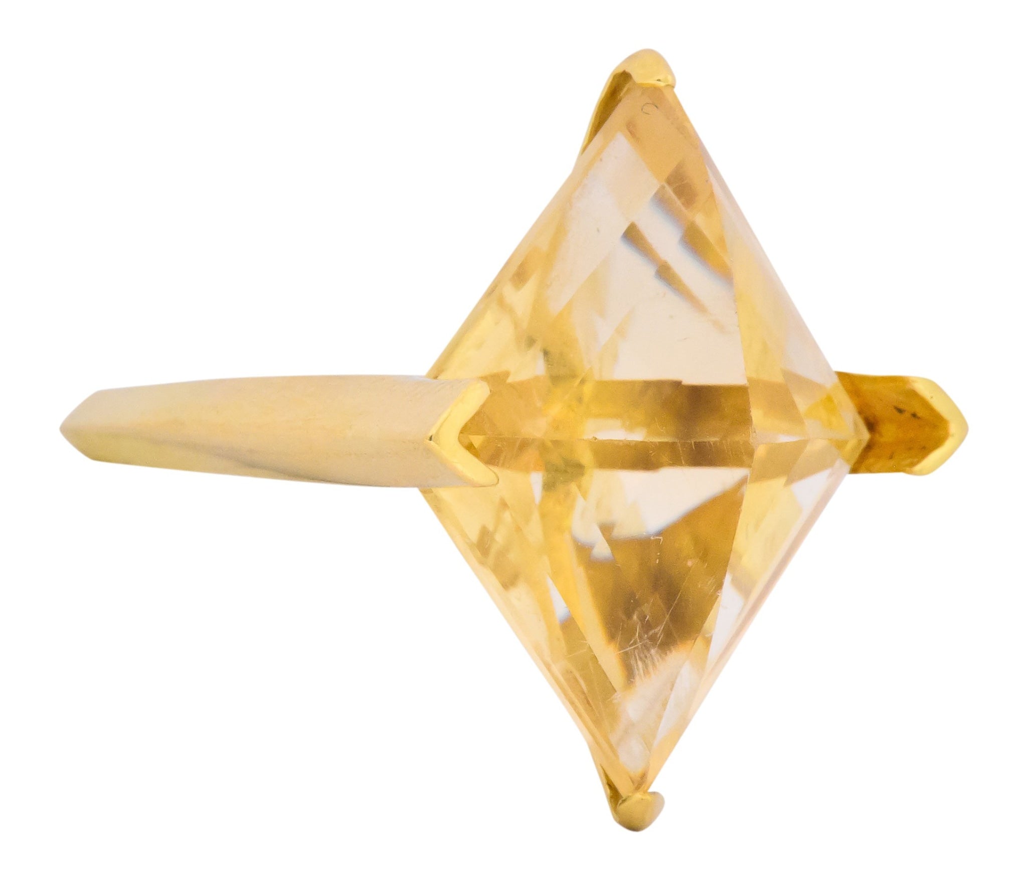 Gillian Packard 1968 British Modernist Citrine 18 Karat Gold Cocktail Ring - Wilson's Estate Jewelry