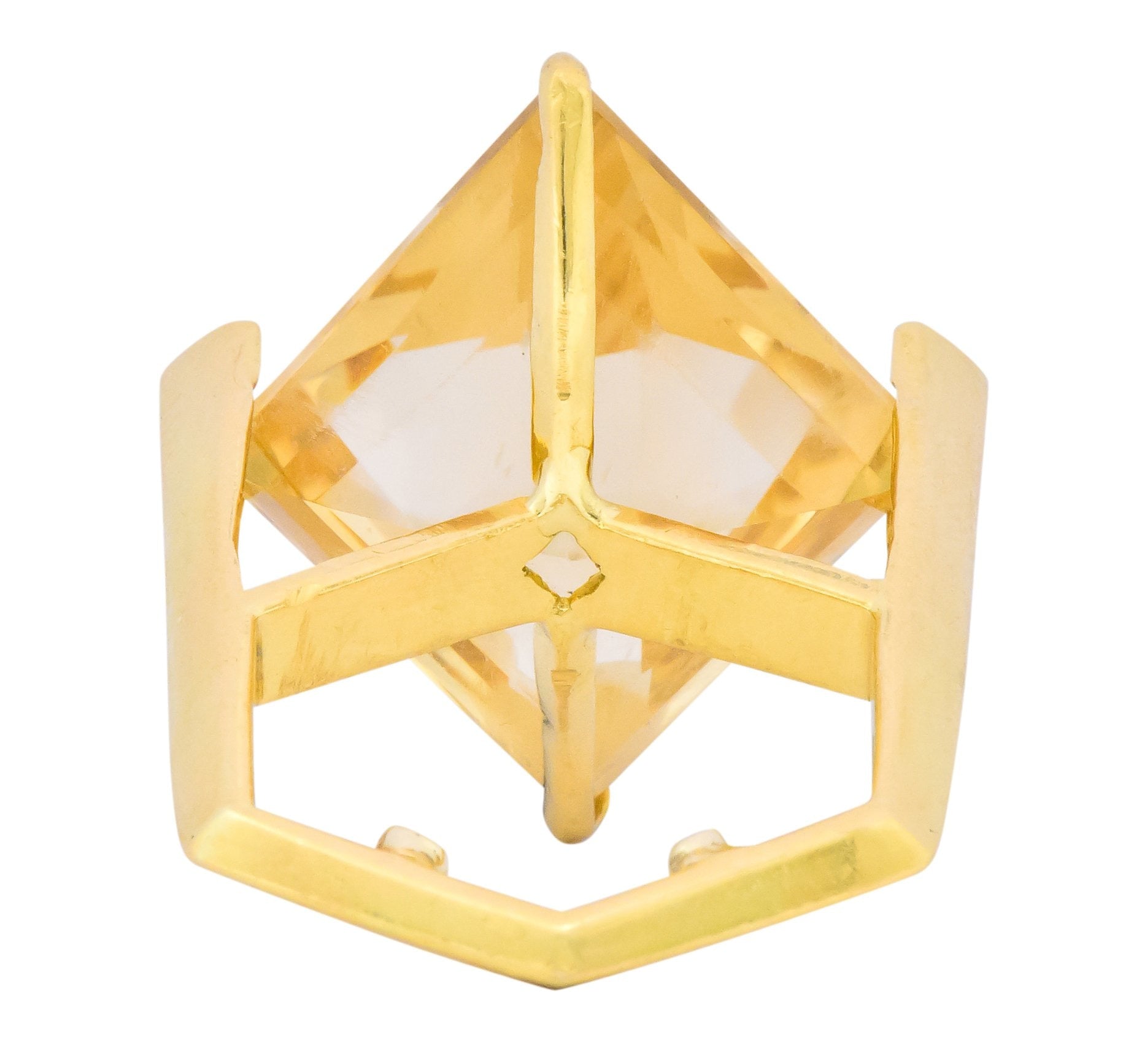 Gillian Packard 1968 British Modernist Citrine 18 Karat Gold Cocktail Ring - Wilson's Estate Jewelry