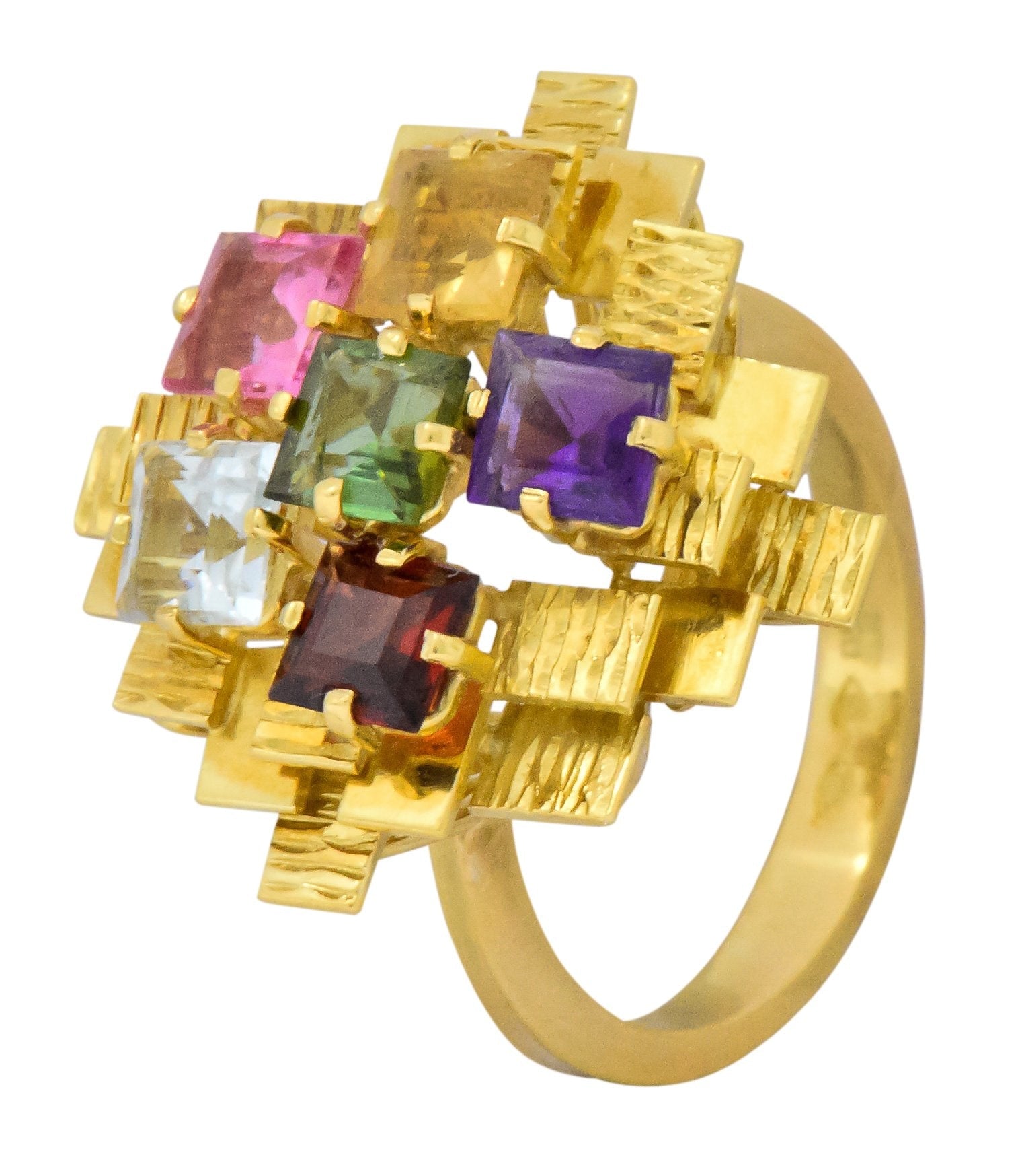 H. Stern 4.35 CTW Multi-Gem Tourmaline Amethyst Citrine Garnet 18 Karat Gold Cocktail Ring Wilson's Estate Jewelry