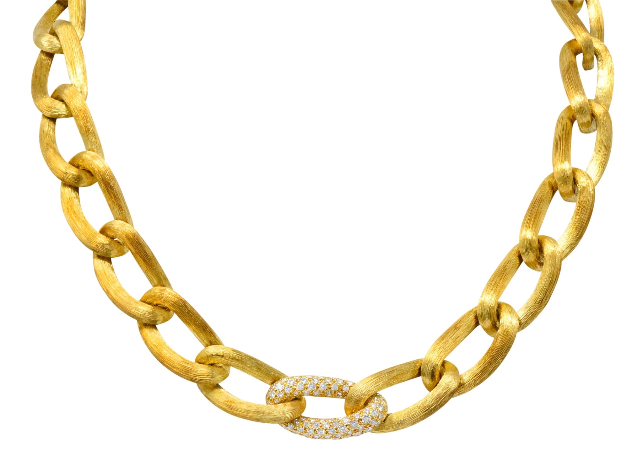 Henry Dunay Retro 2.15 CTW Diamond 18 Karat Brushed Gold pavA Sabi Necklace - Wilson's Estate Jewelry