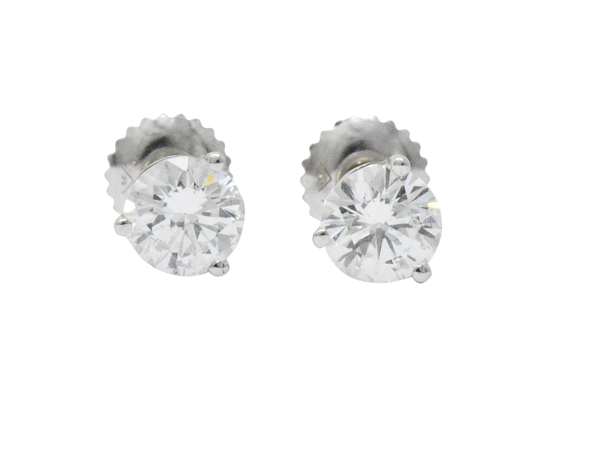 Impressive 1.20 CTW Diamond 18 Karat White Gold Martini Stud Earrings Wilson's Estate Jewelry