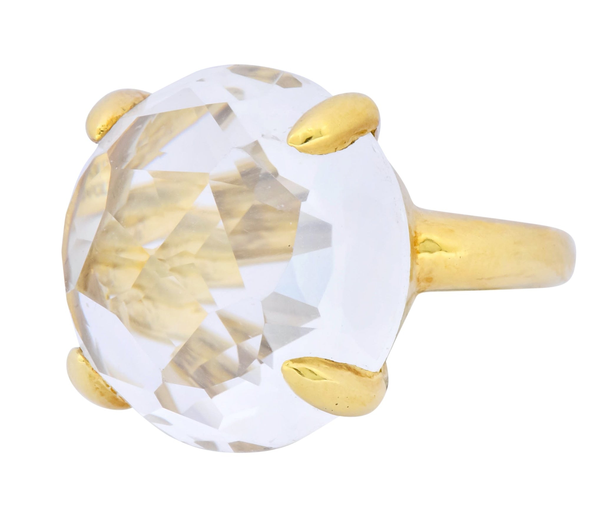 Ippolita Faceted Rock Crystal 18 Karat Gold Cocktail Ring - Wilson's Estate Jewelry