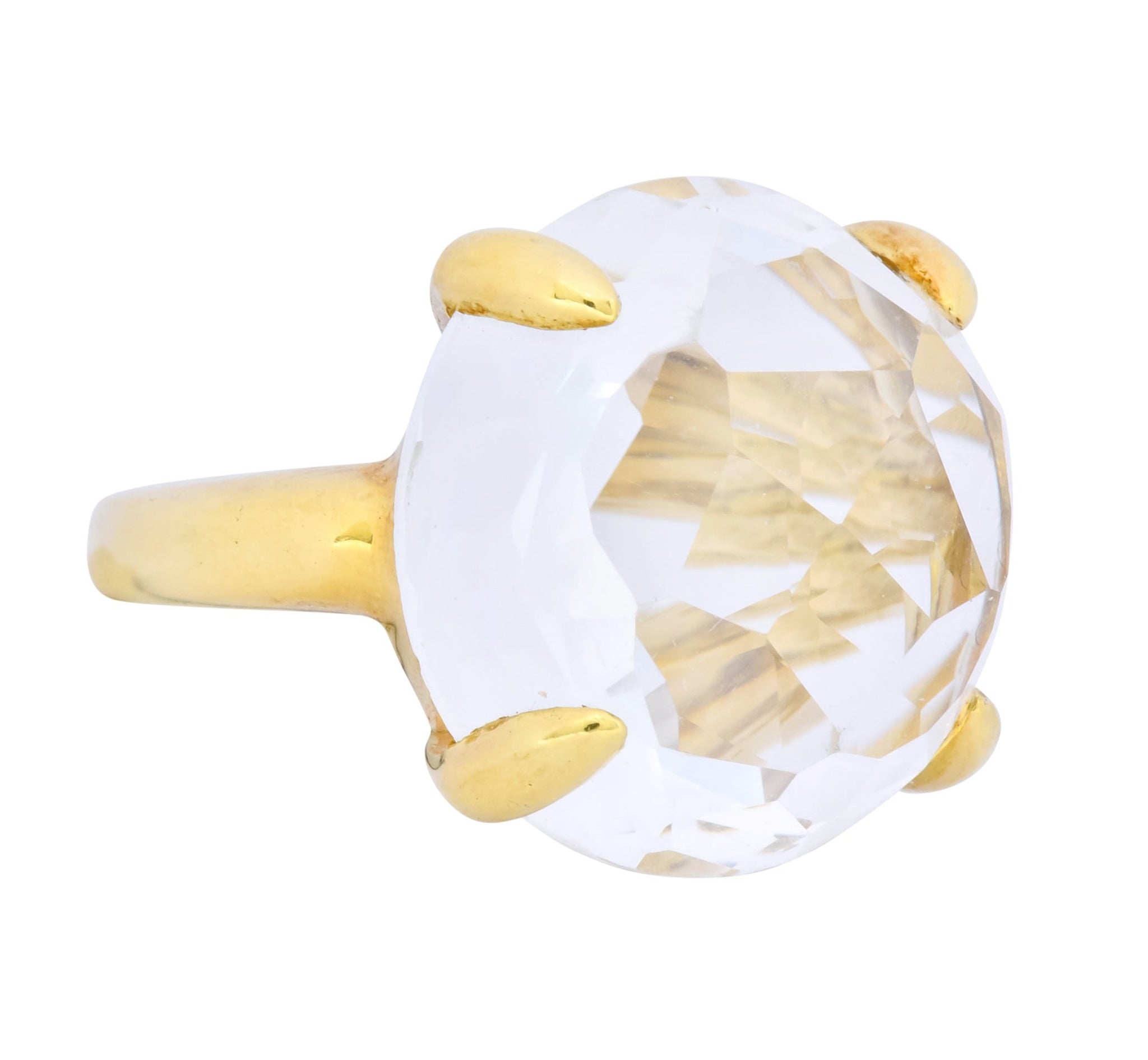 Ippolita Faceted Rock Crystal 18 Karat Gold Cocktail Ring - Wilson's Estate Jewelry