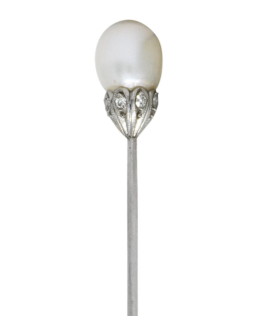 J. E Caldwell & Co. Edwardian Pearl Platinum Stickpin - Wilson's Estate Jewelry