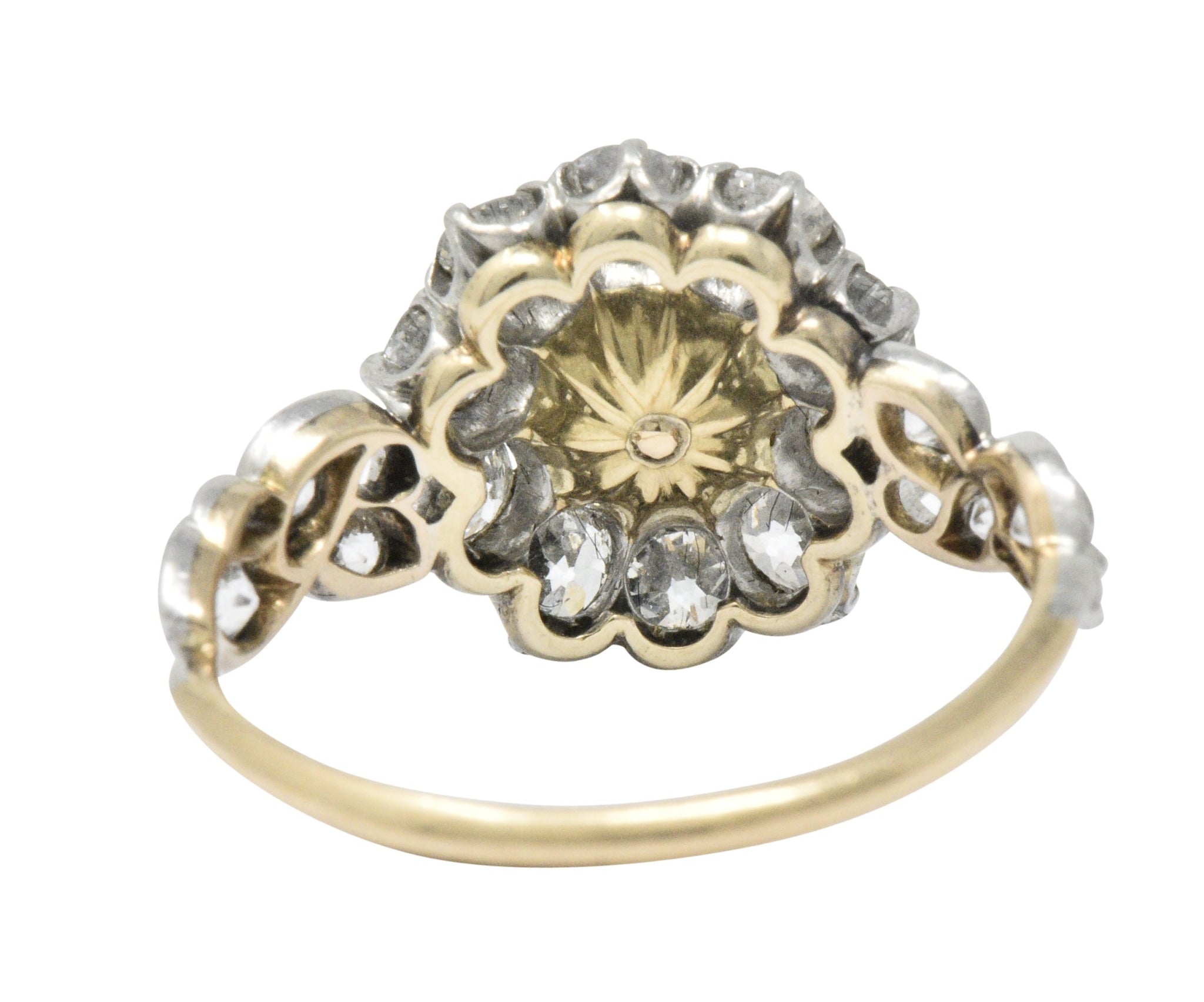 J.E. Caldwell Edwardian 1.50 CTW Natural Pearl Diamond Platinum-Topped 14 Karat Gold Ring Wilson's Estate Jewelry