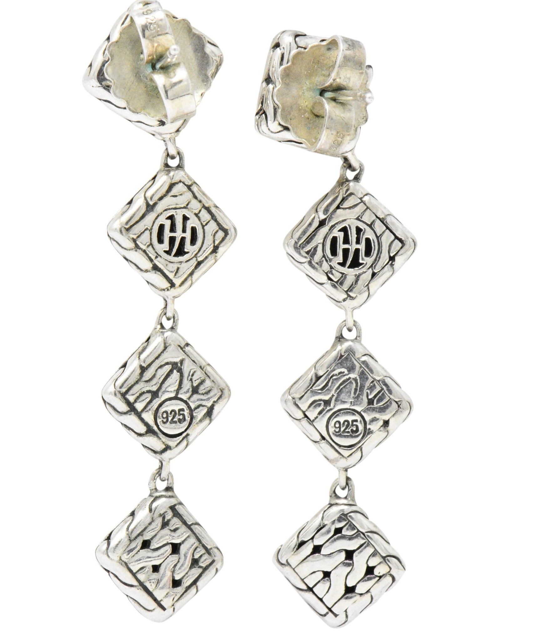 We- 1886 John Hardy Sterling Silver Classic Chain Sugarloaf Drop Earrings Wilson's Estate Jewelry