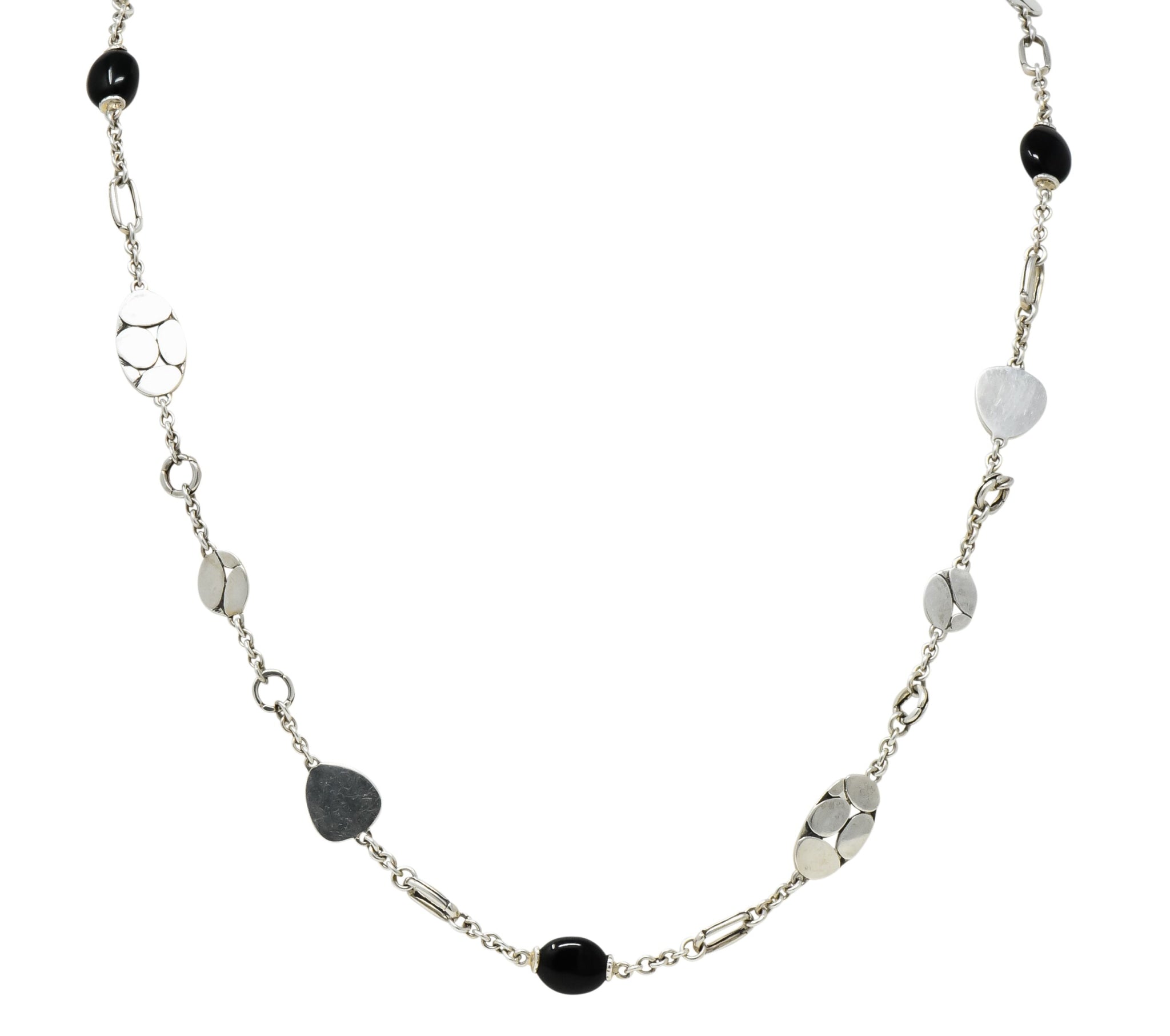 John Hardy Onyx Sterling Silver Dot Long Chain Necklace - Wilson's Estate Jewelry