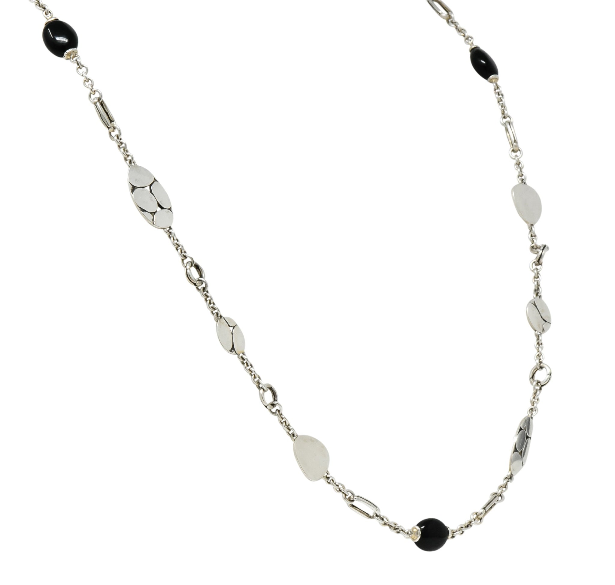 John Hardy Onyx Sterling Silver Dot Long Chain Necklace - Wilson's Estate Jewelry