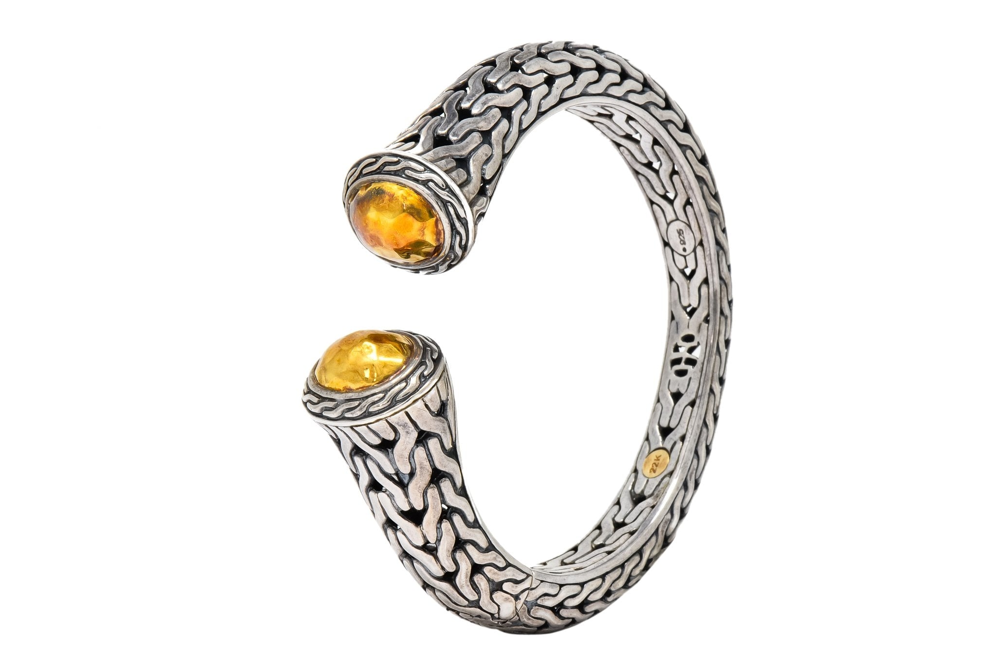 John Hardy Sterling Silver 22 Karat Gold Classic Chain Cuff Bracelet - Wilson's Estate Jewelry