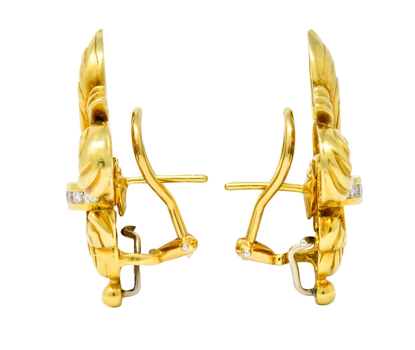 Lagos 1990's Vintage Diamond 18 Karat Gold Fleur-De-Lis Earrings ...