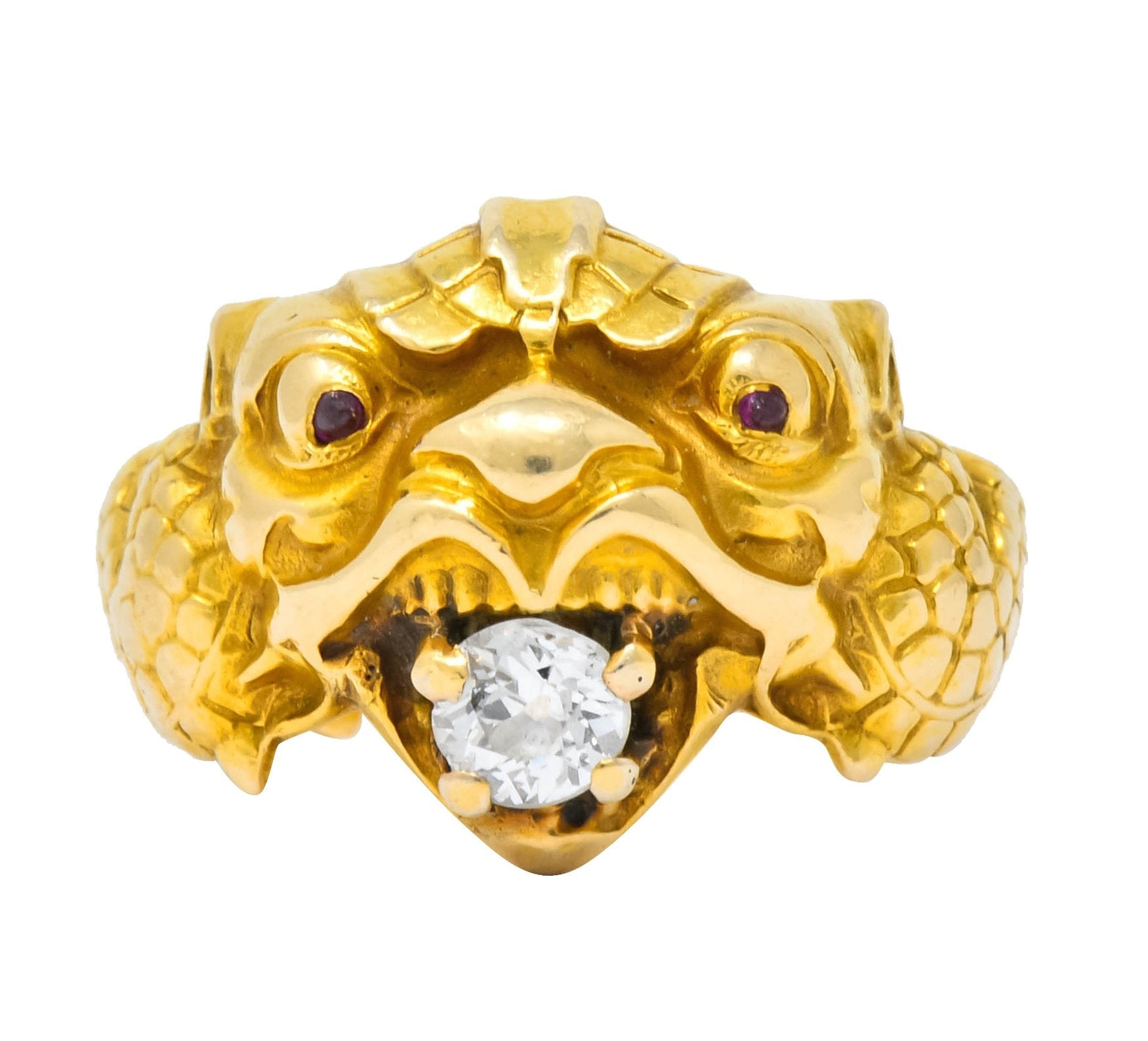 Larter & Sons Art Nouveau Diamond 14 Karat Gold Sea Creature Ring Circa 1890 - Wilson's Estate Jewelry