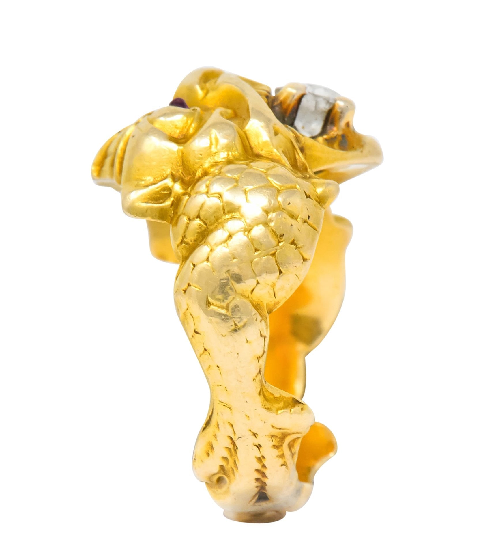 Larter & Sons Art Nouveau Diamond 14 Karat Gold Sea Creature Ring Circa 1890 - Wilson's Estate Jewelry