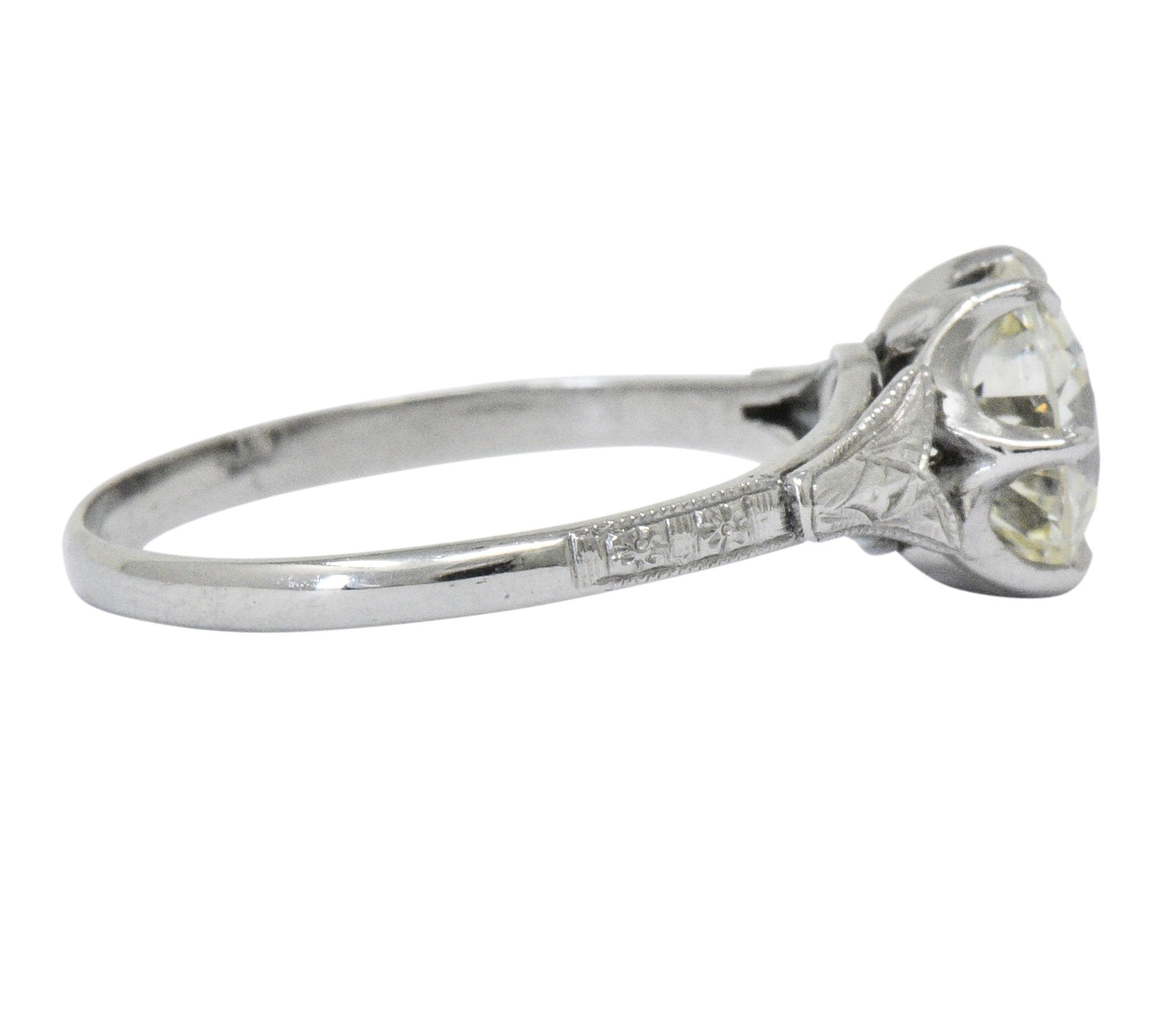 Late Edwardian 1.53 CTW Diamond 14 Karat White Gold Engagement Ring GIA Wilson's Estate Jewelry