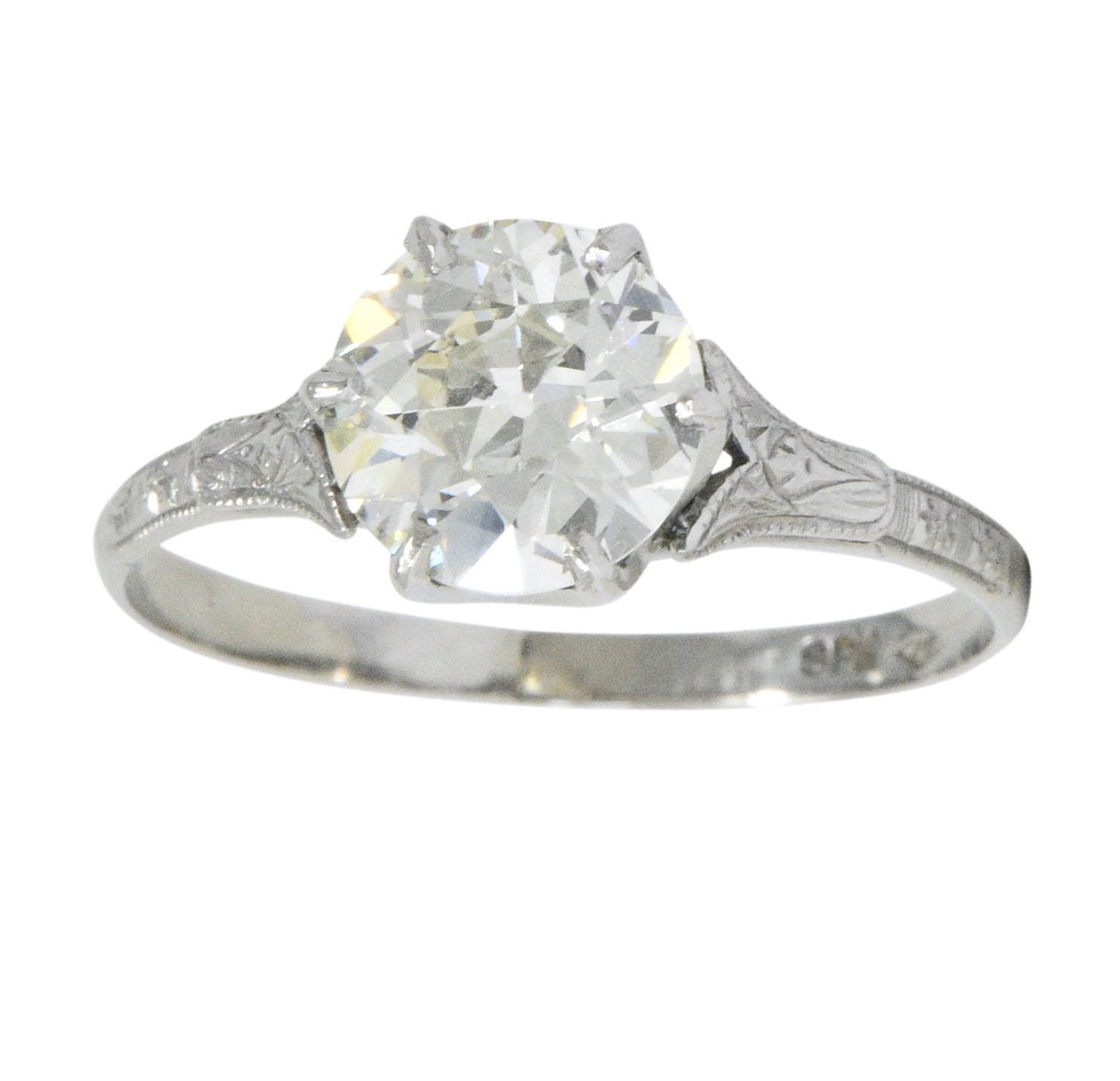 Late Edwardian 1.53 CTW Diamond 14 Karat White Gold Engagement Ring GIA Wilson's Estate Jewelry