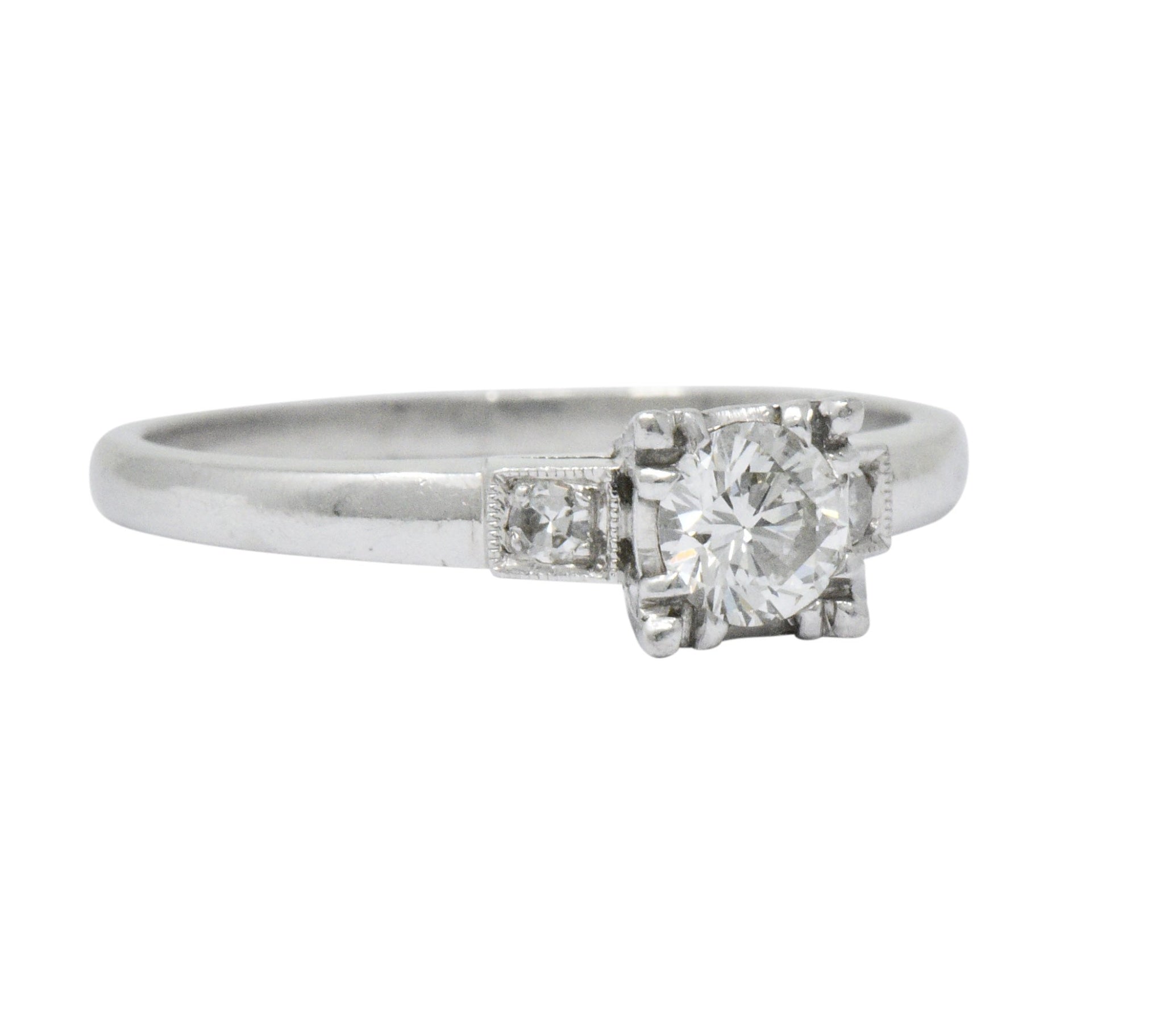 1950's Mid-Century 0.40 CTW Diamond Platinum Three Stone Engagement Ring Wilson's Estate Jewelry