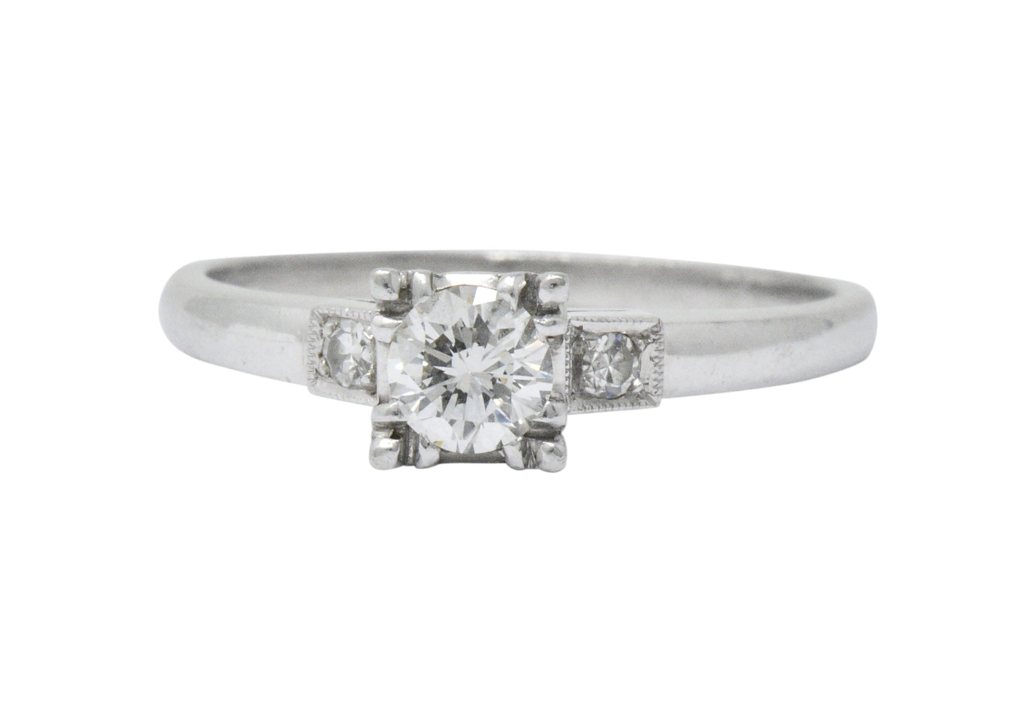 1950's Mid-Century 0.40 CTW Diamond Platinum Three Stone Engagement Ring Wilson's Estate Jewelry