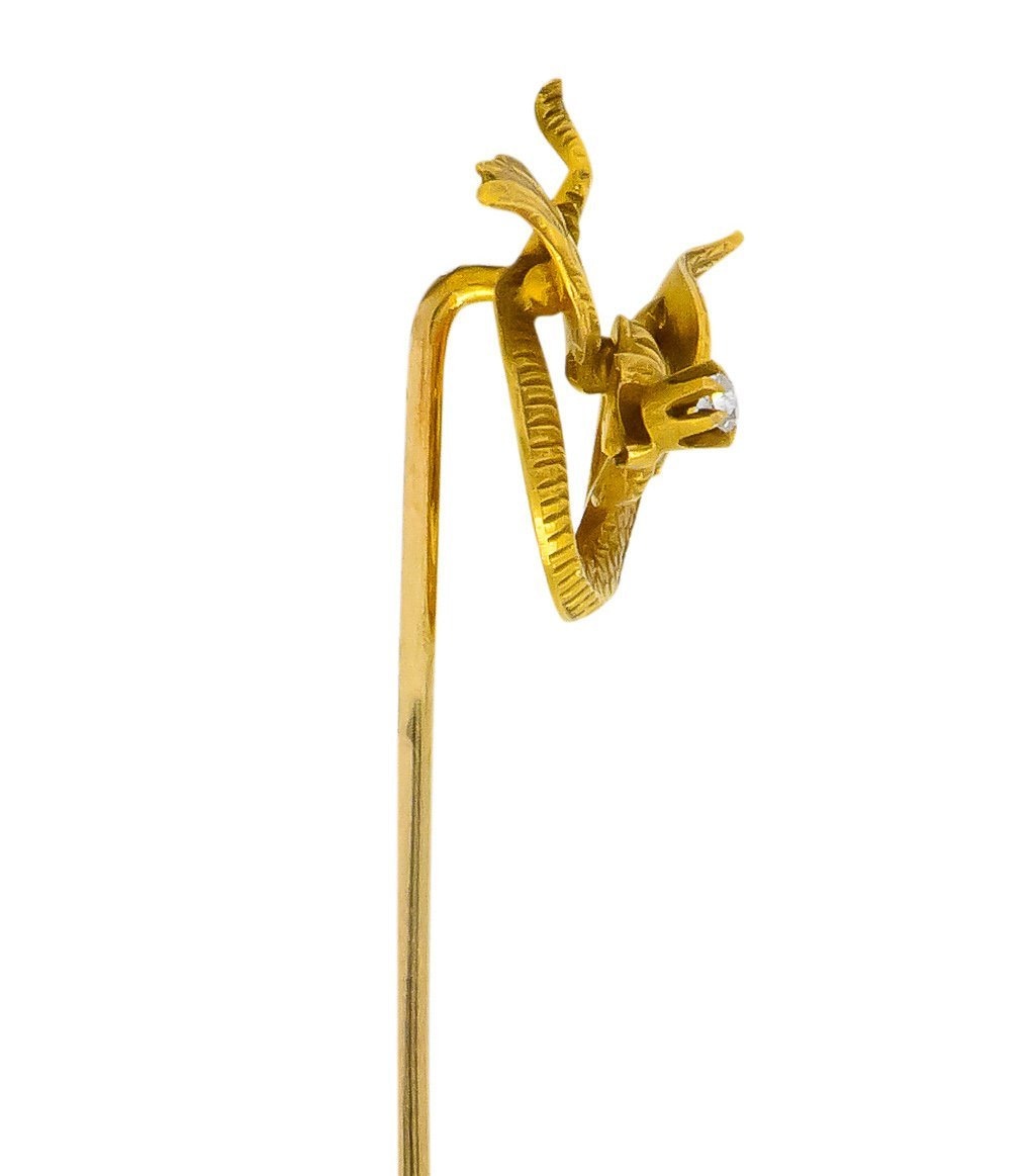 Late Victorian Diamond 14 Karat Gold Basilisk Stickpin - Wilson's Estate Jewelry