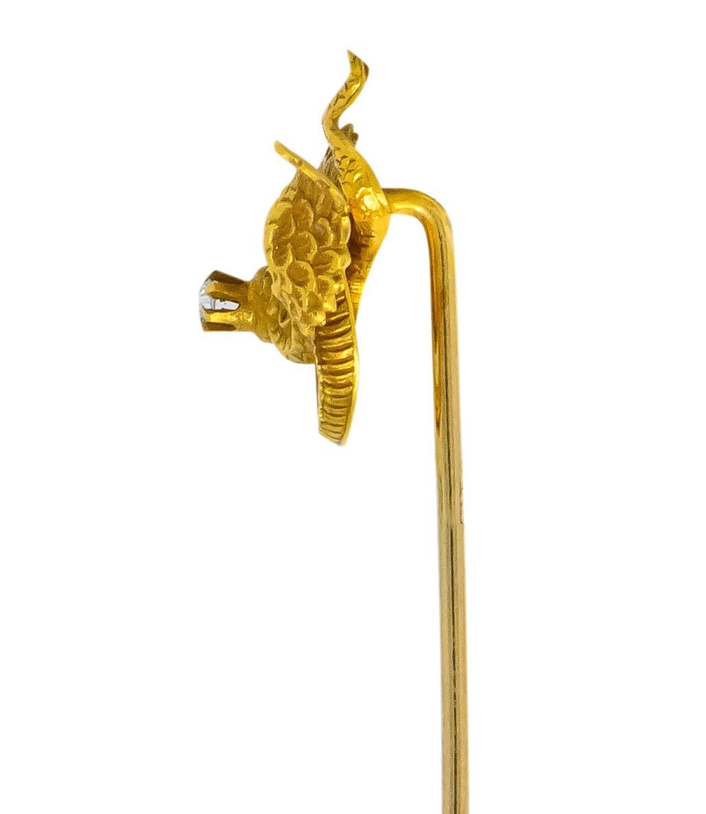 Late Victorian Diamond 14 Karat Gold Basilisk Stickpin - Wilson's Estate Jewelry