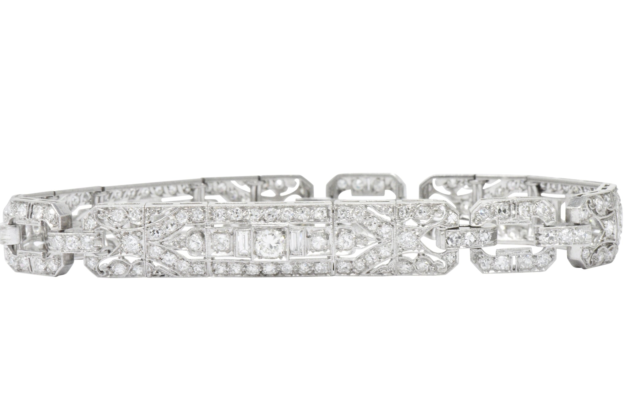 Lovely Art Deco 6.15 CTW Diamond Platinum Old European Bracelet Wilson's Estate Jewelry