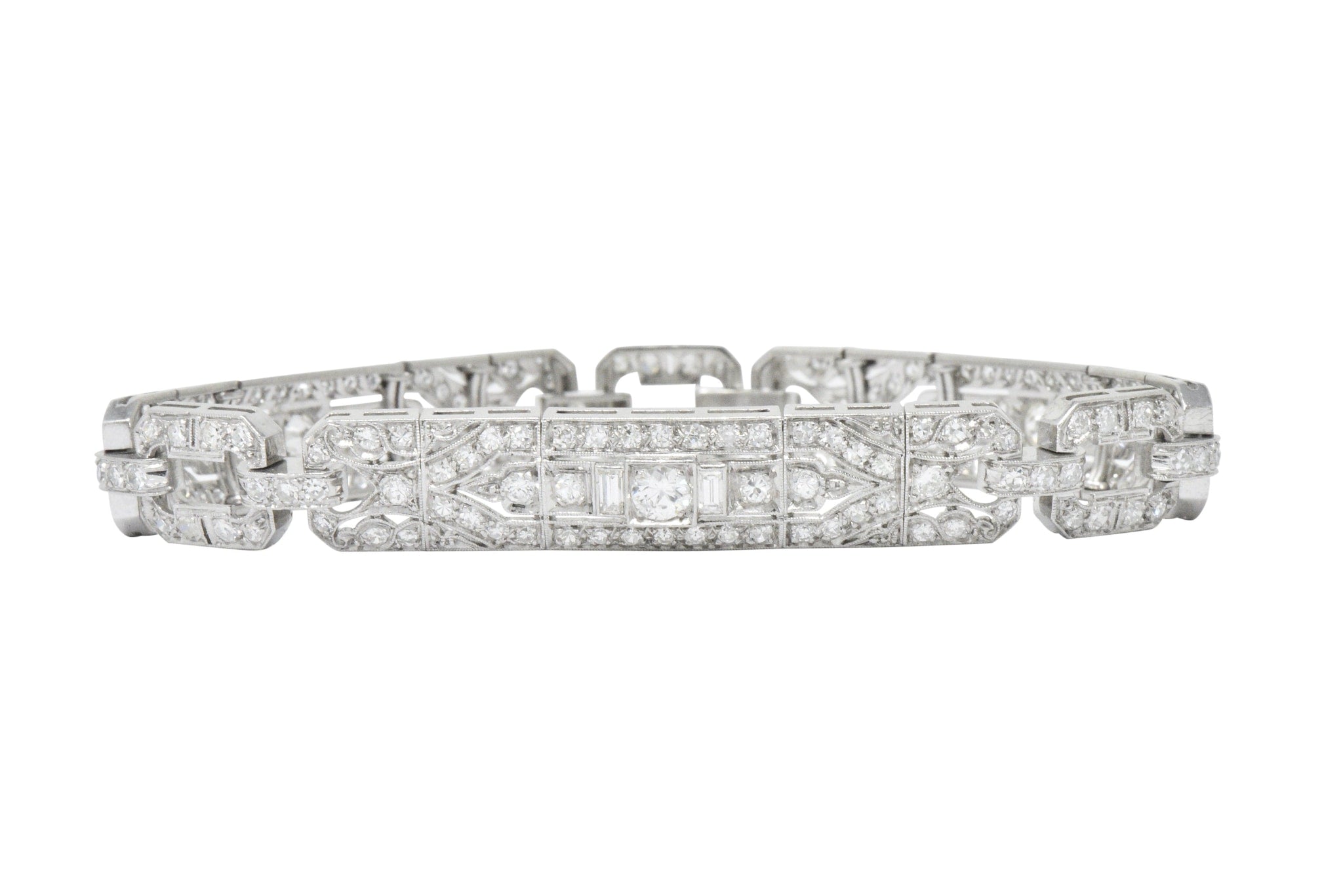 Lovely Art Deco 6.15 CTW Diamond Platinum Old European Bracelet Wilson's Estate Jewelry