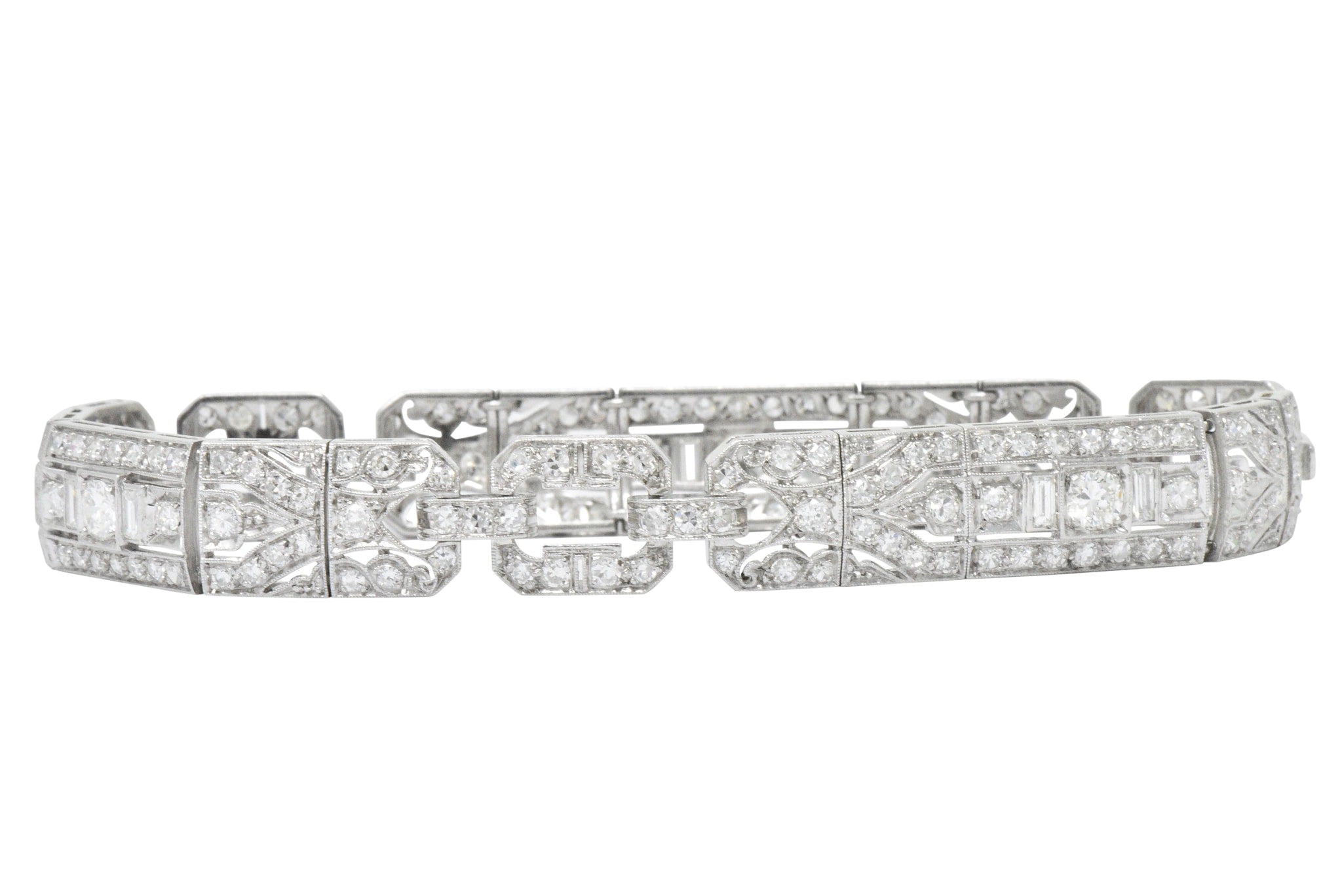 Lovely Art Deco 6.15 CTW Diamond Platinum Old European Bracelet Wilson's Estate Jewelry