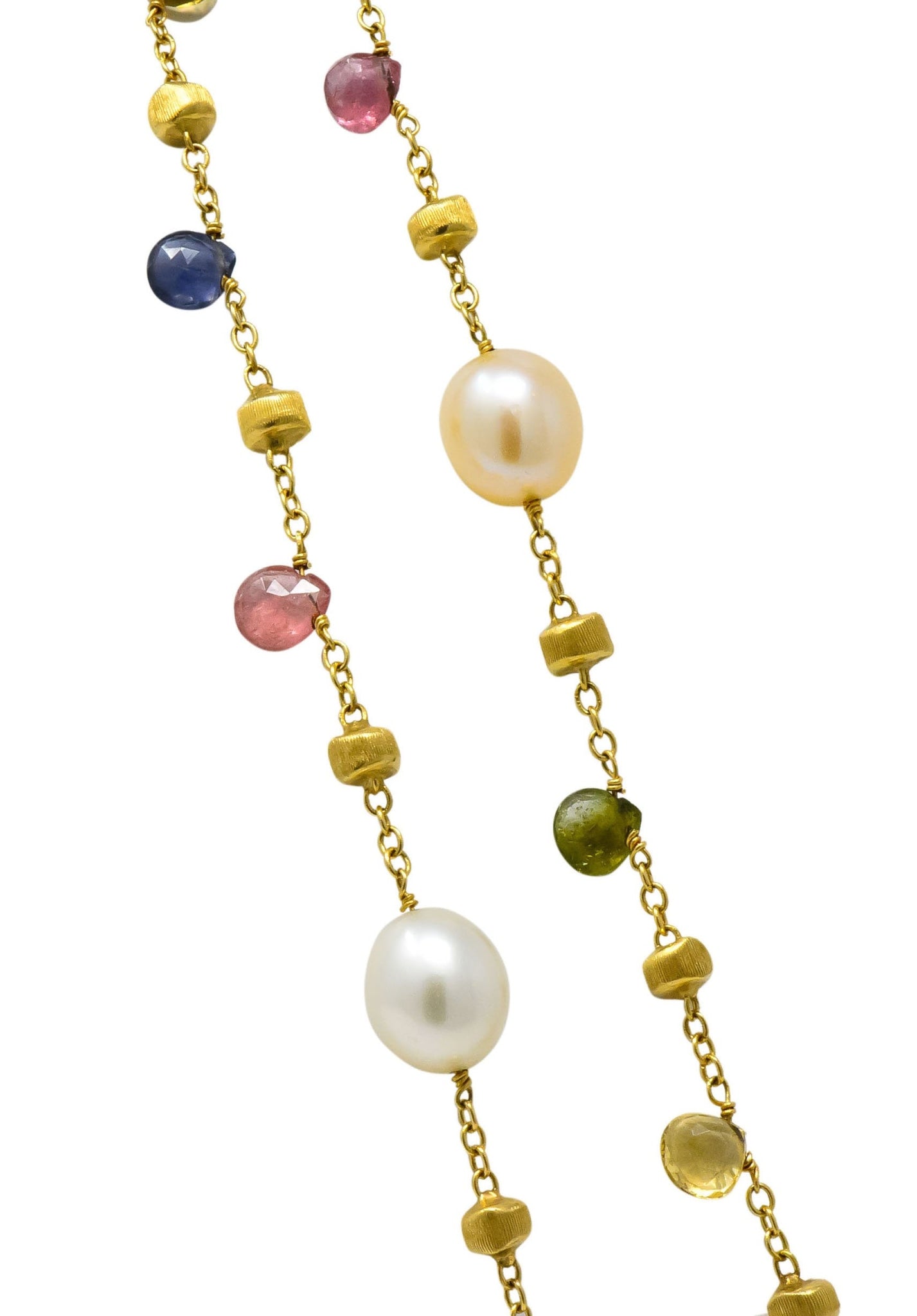 Marco Bicego Cultured Pearl Citrine Topaz Multi Gemstone 18 Karat Gold Necklace - Wilson's Estate Jewelry