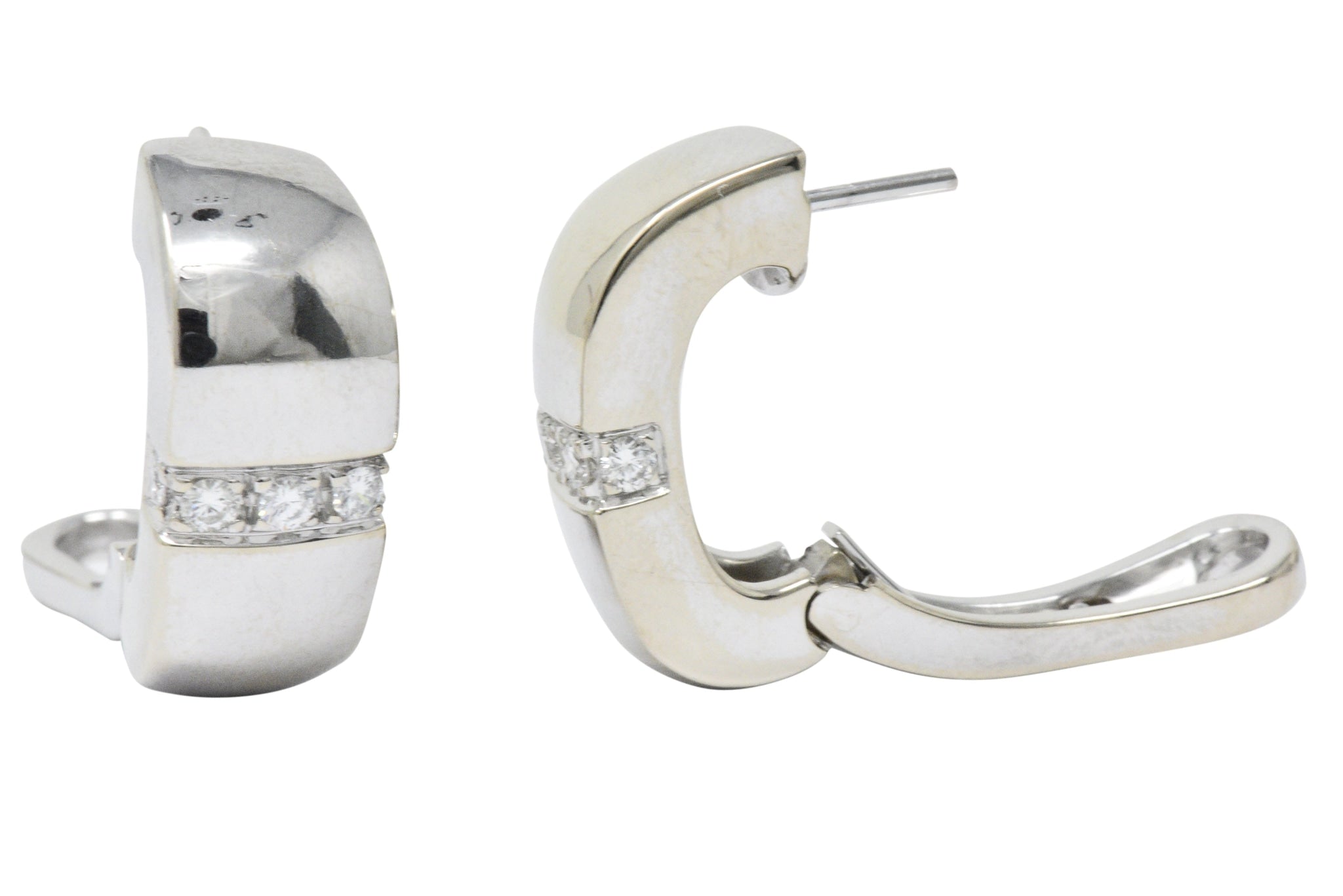 Mauboussin Paris 0.40 CTW Diamond 18 Karat White Gold Huggie Hoop Earrings Wilson's Estate Jewelry