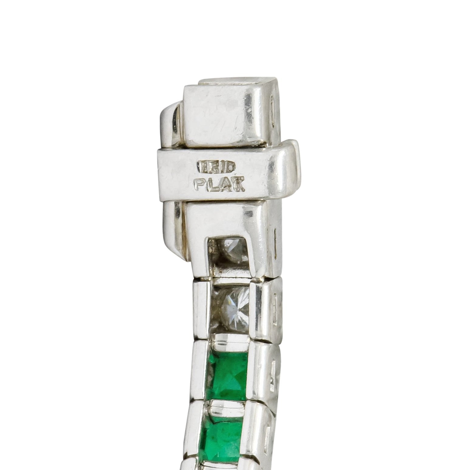 Mid-Century 6.06 CTW Diamond Emerald Platinum Tennis Line Bracelet - Wilson's Estate Jewelry