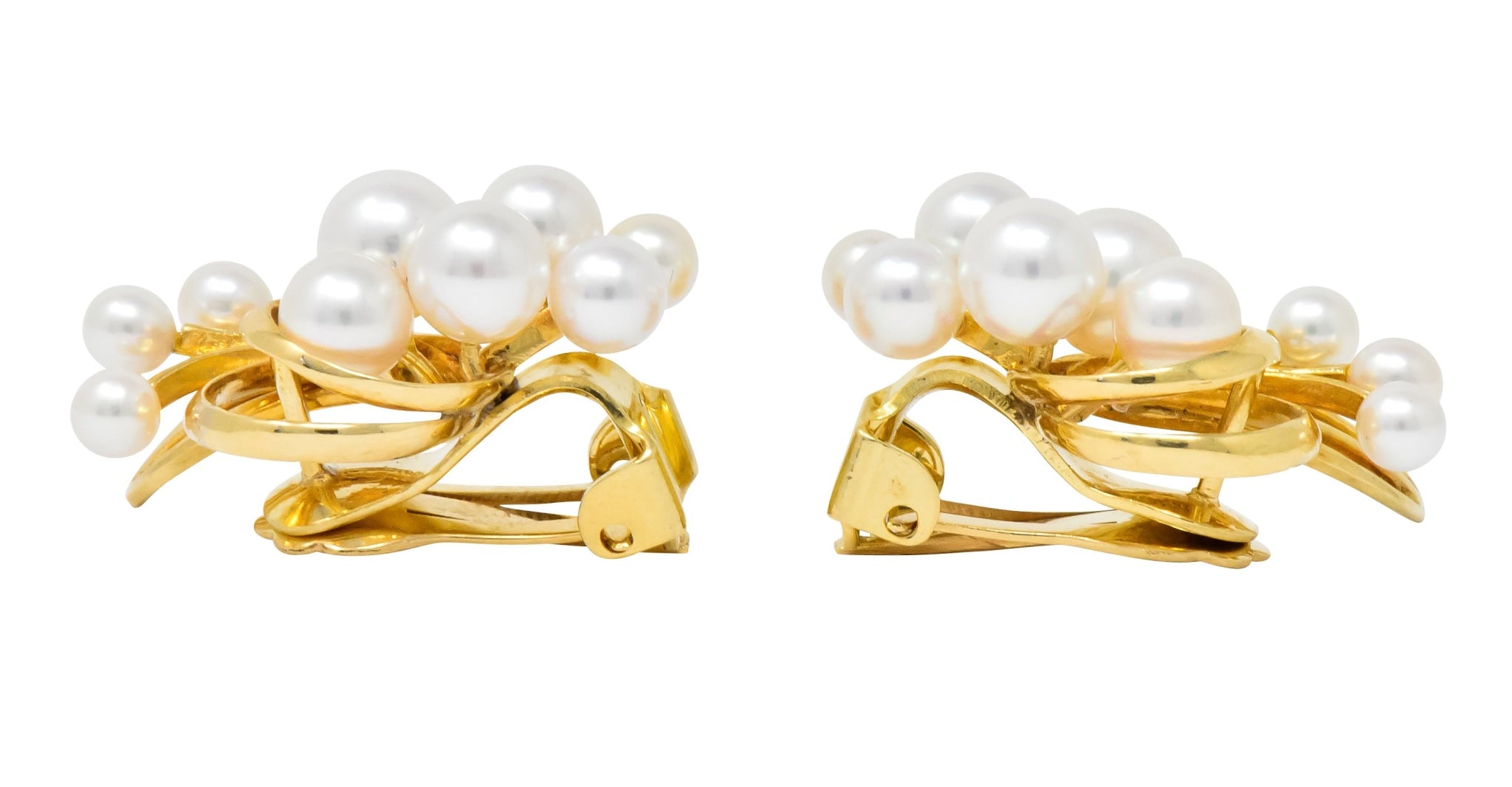 Mikimoto Cultured Pearl 18 Karat Gold Ear-Clip Earrings - Wilson's Estate Jewelry