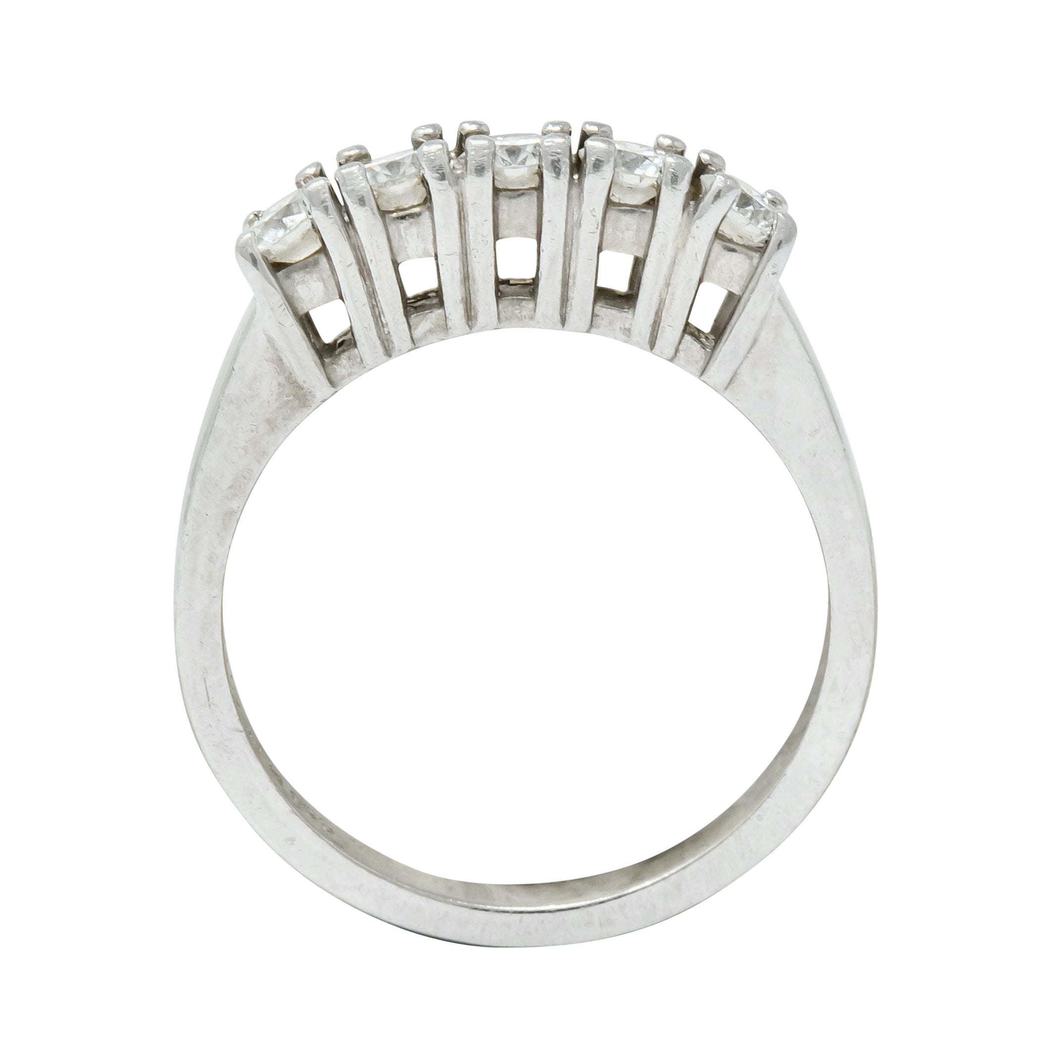 Modern 0.50 CTW Diamond Platinum Five Stone Stacking Anniversary Band Ring - Wilson's Estate Jewelry