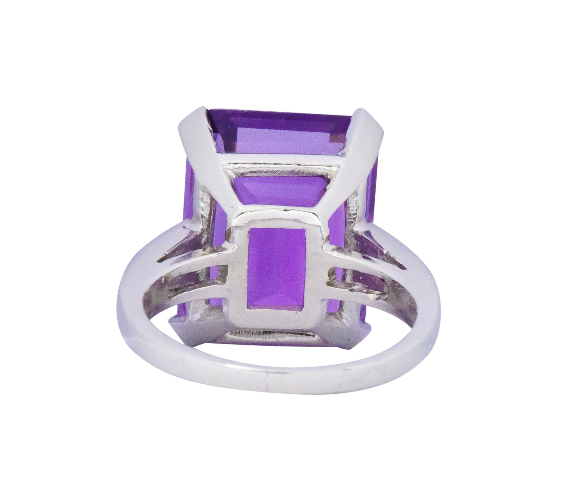 Modern Amethyst Diamond Platinum Gemstone Statement Ring Wilson's Estate Jewelry