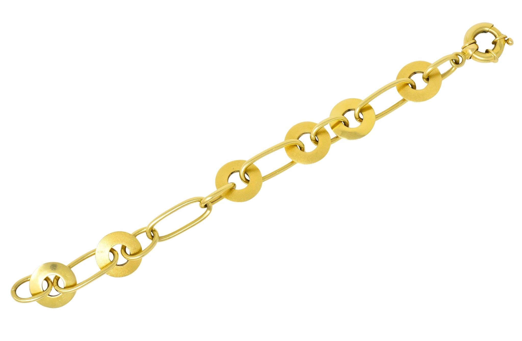 Modern 18 Karat Yellow Gold Disc Link Bracelet - Wilson's Estate Jewelry