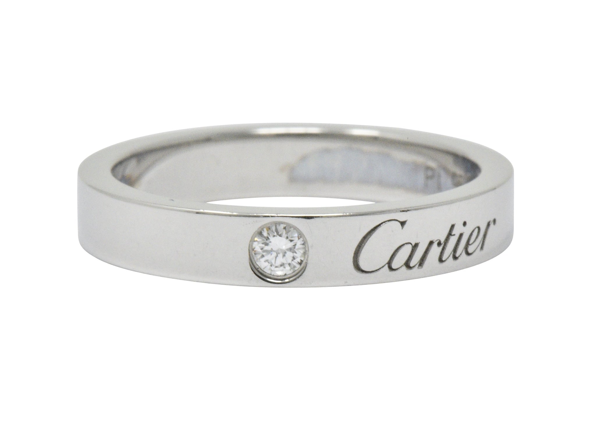 Modern Cartier Diamond Platinum Band Ring Wilson's Estate Jewelry