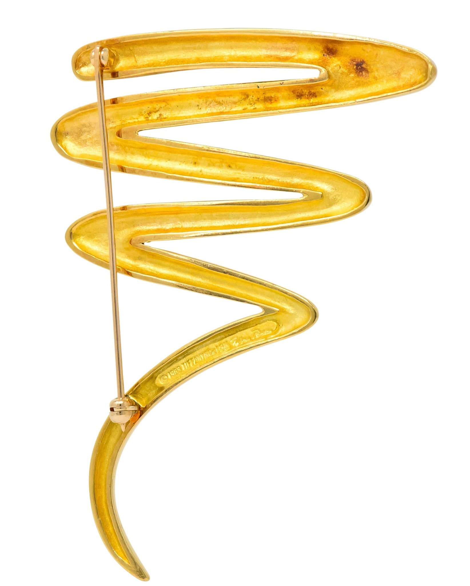 1993 Paloma Picasso Tiffany & Co. 18 Karat Gold Large Squiggle Brooch - Wilson's Estate Jewelry