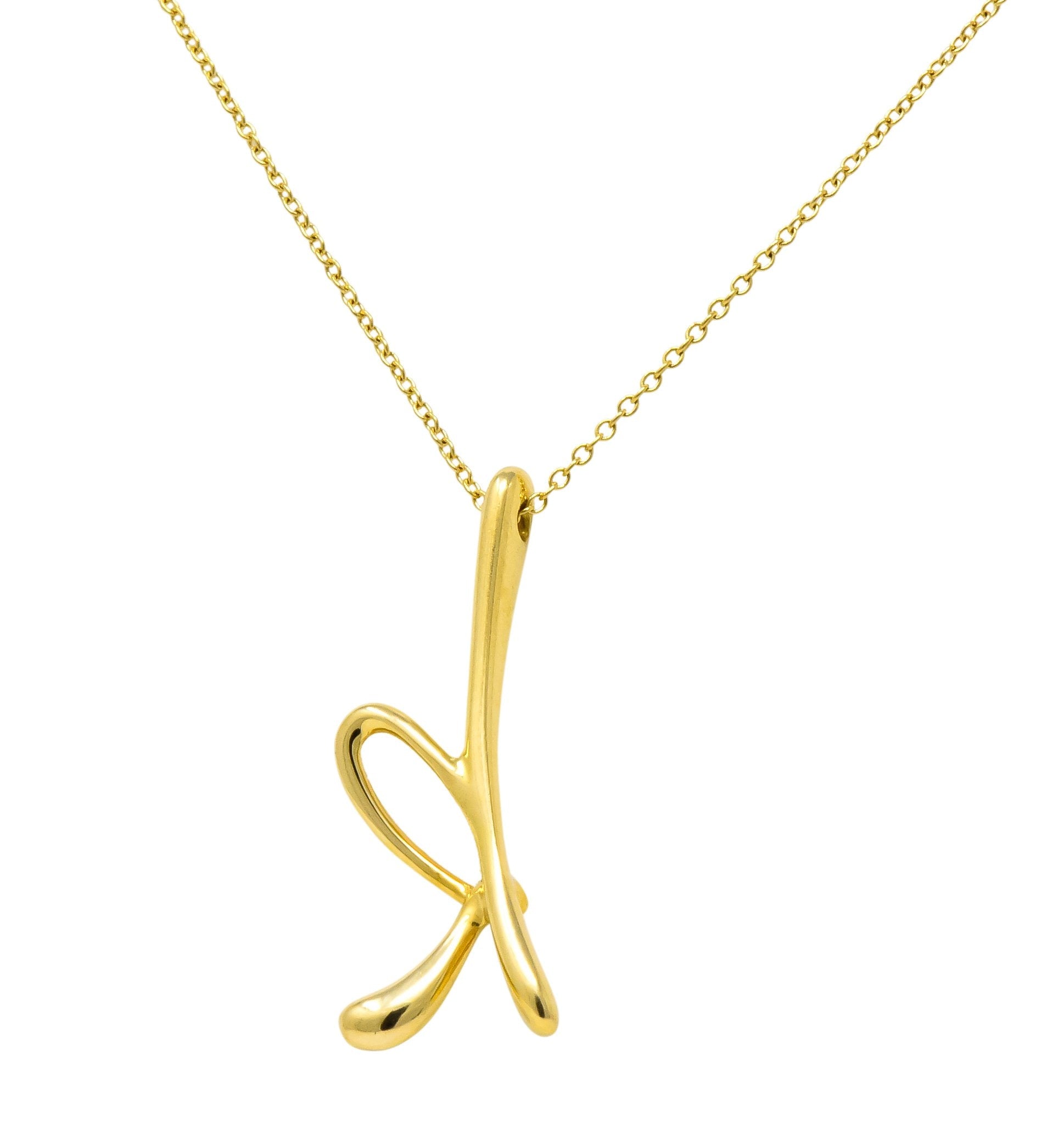 Paloma Picasso Tiffany & Co. 18 Karat Gold Letter K Pendant Necklace - Wilson's Estate Jewelry