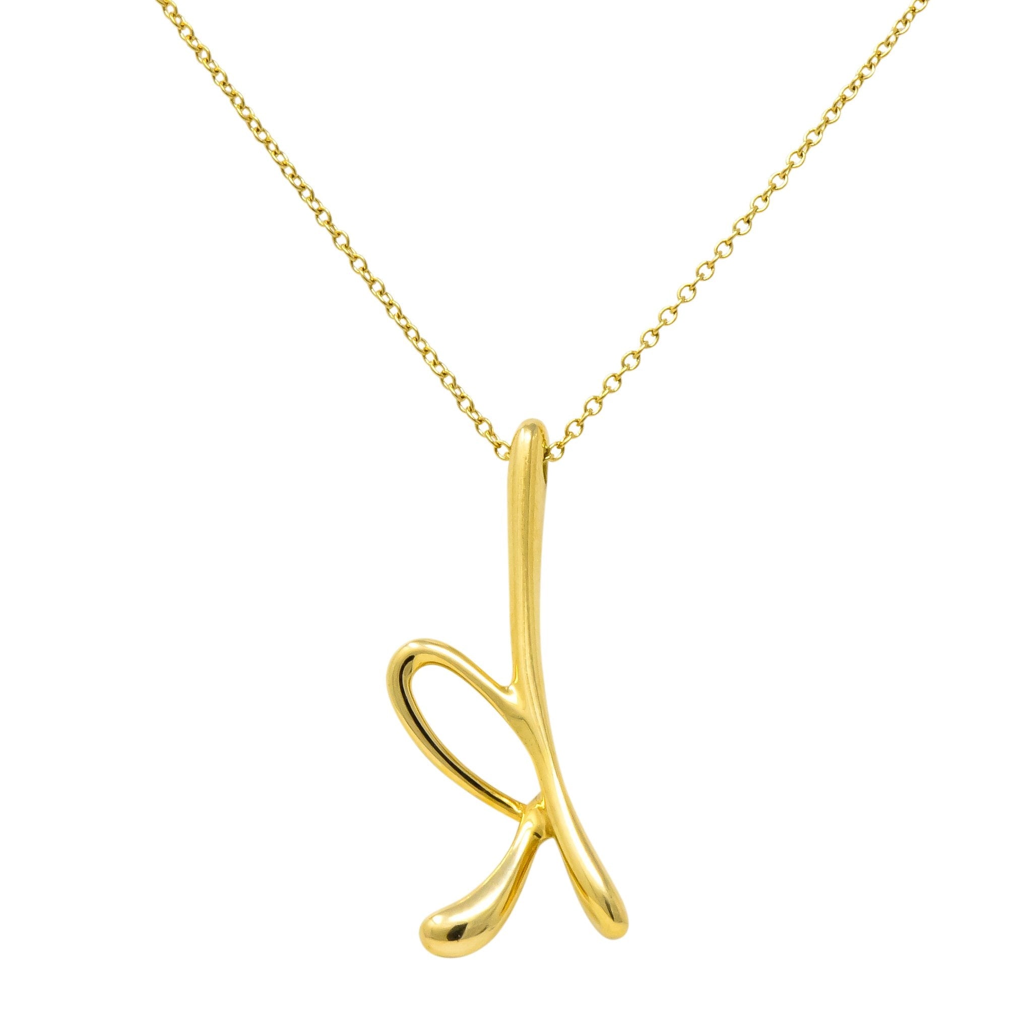 Paloma Picasso Tiffany & Co. 18 Karat Gold Letter K Pendant Necklace - Wilson's Estate Jewelry