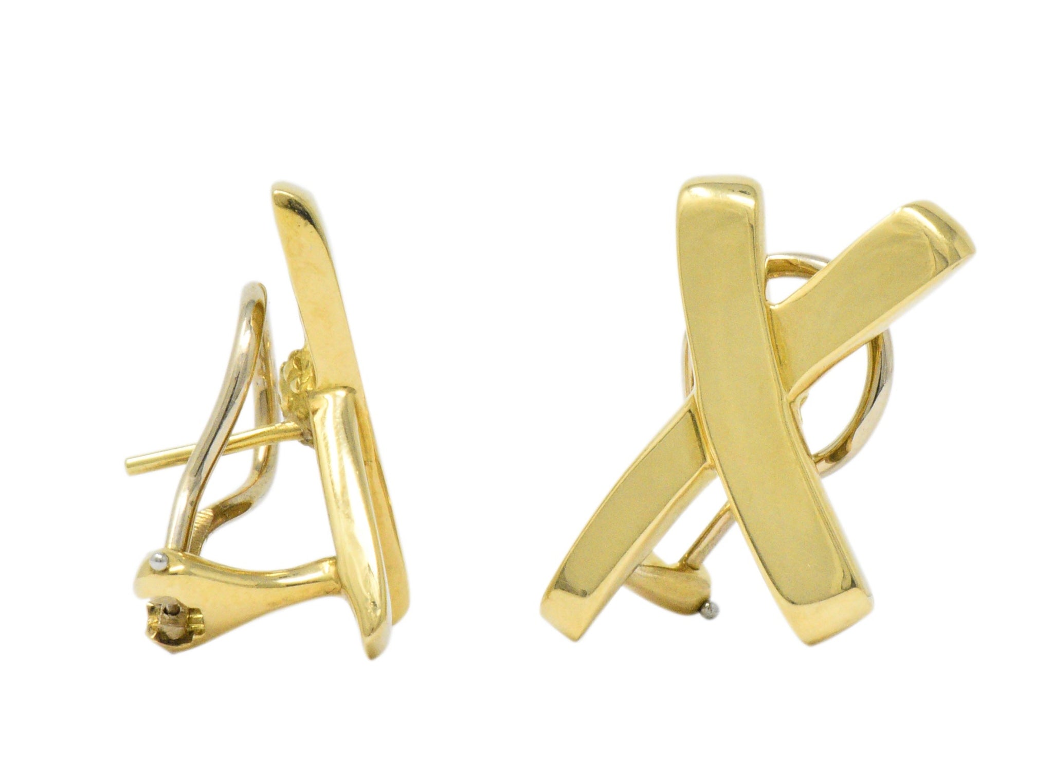 Paloma Picasso Tiffany & Co. 1984 18 Karat Gold "X" Earrings Wilson's Estate Jewelry