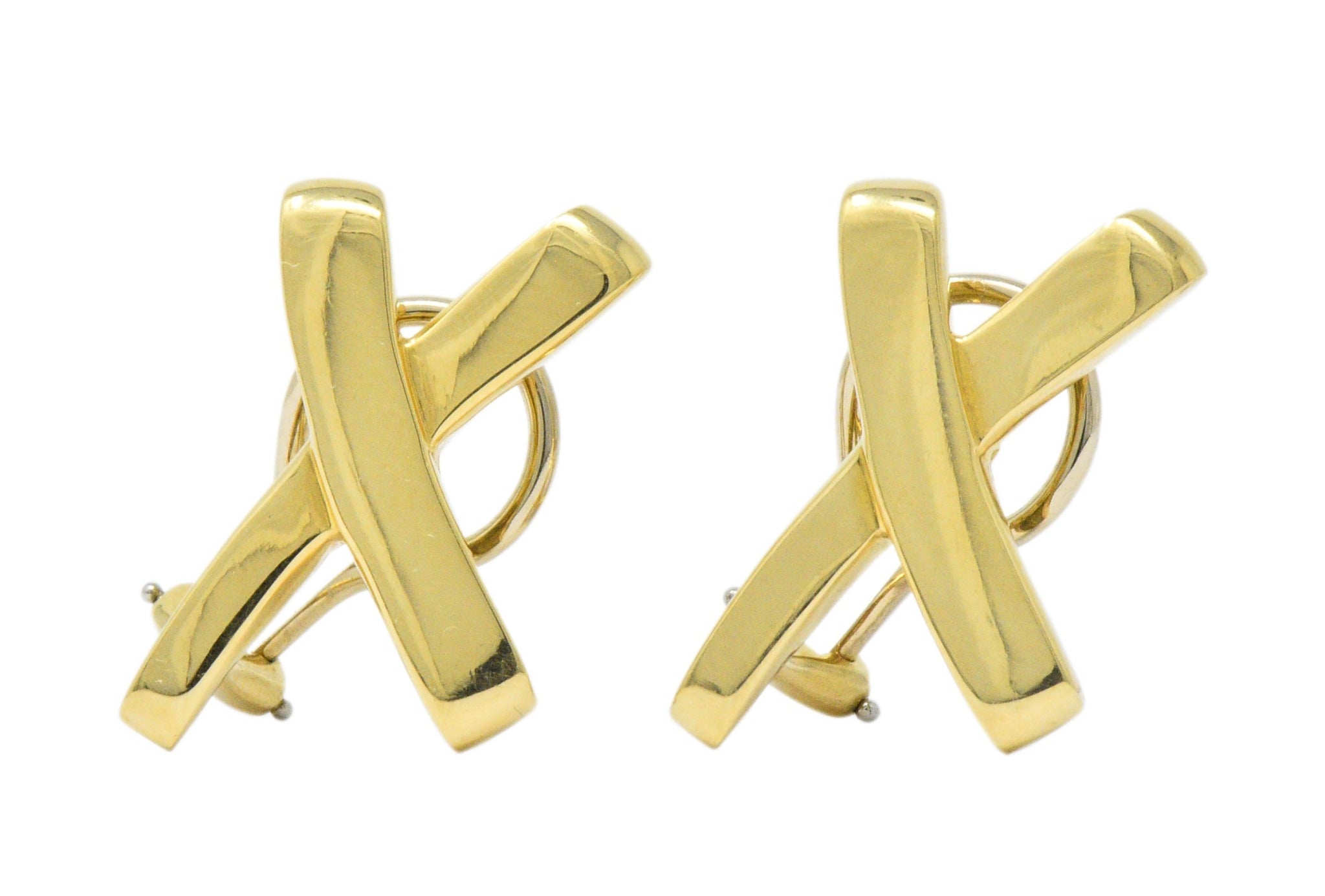 Paloma Picasso Tiffany & Co. 1984 18 Karat Gold "X" Earrings Wilson's Estate Jewelry