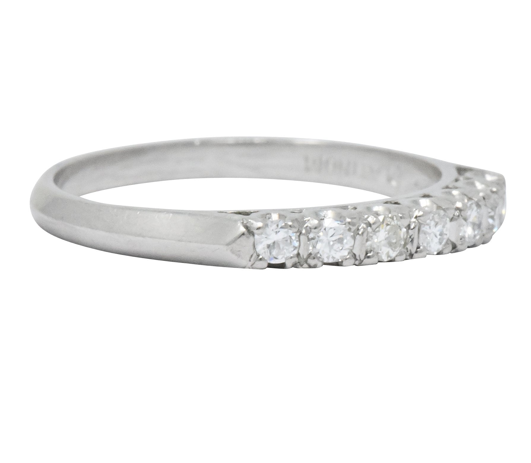 Retro 0.21 CTW Diamond Platinum Anniversary Band Stackable Ring Wilson's Antique & Estate Jewelry