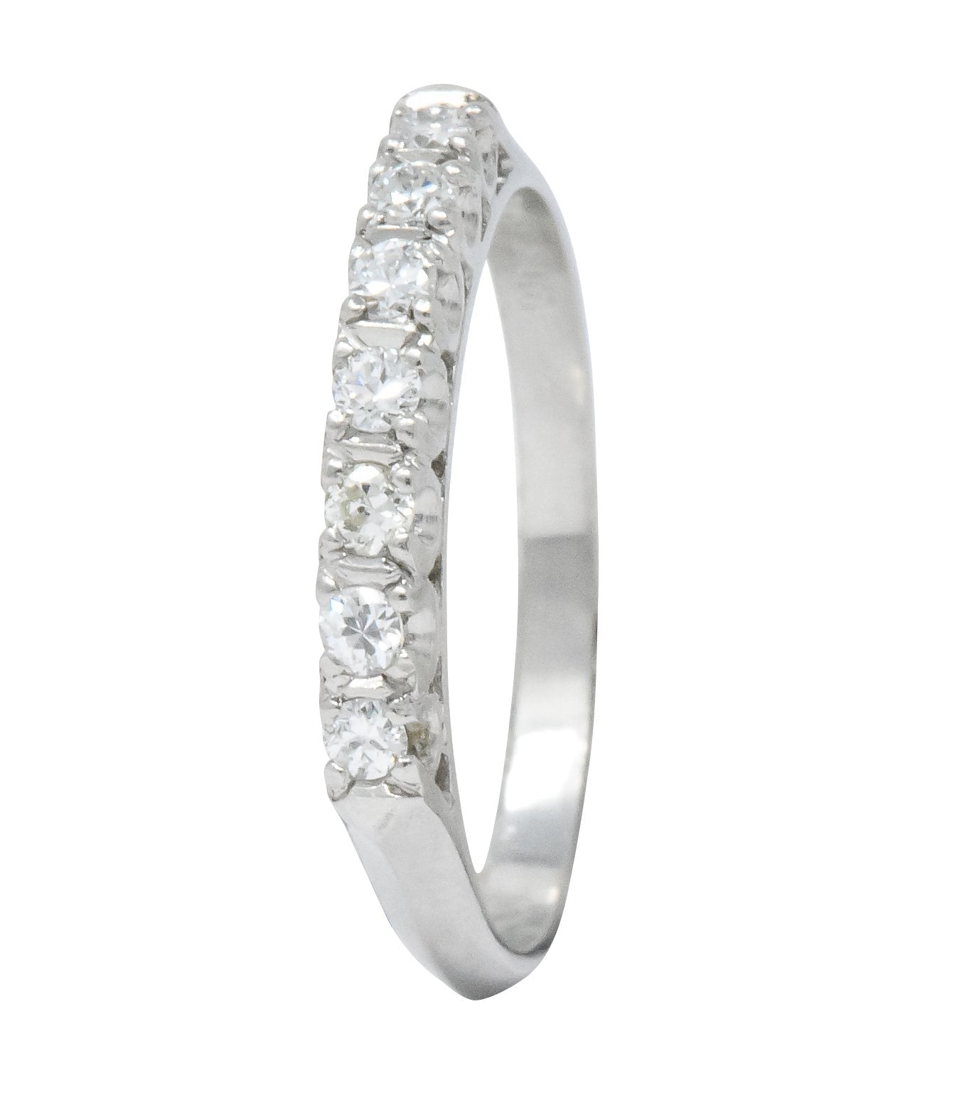 Retro 0.21 CTW Diamond Platinum Anniversary Band Stackable Ring Wilson's Antique & Estate Jewelry