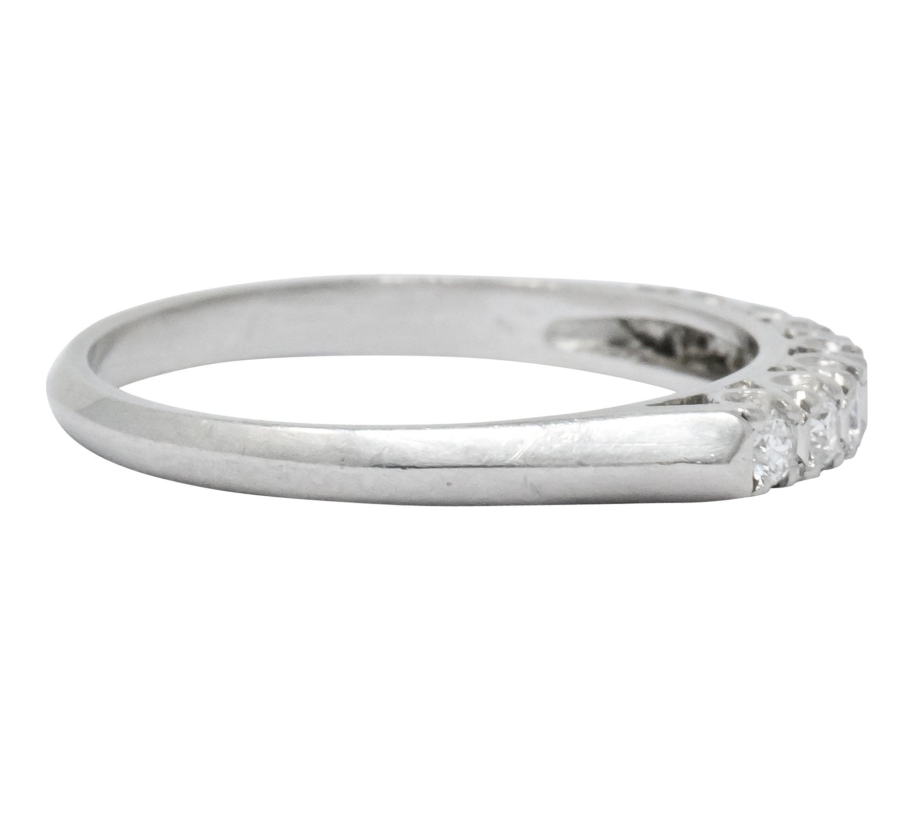 Retro 0.21 CTW Diamond Platinum Anniversary Band Stackable Ring Wilson's Antique & Estate Jewelry