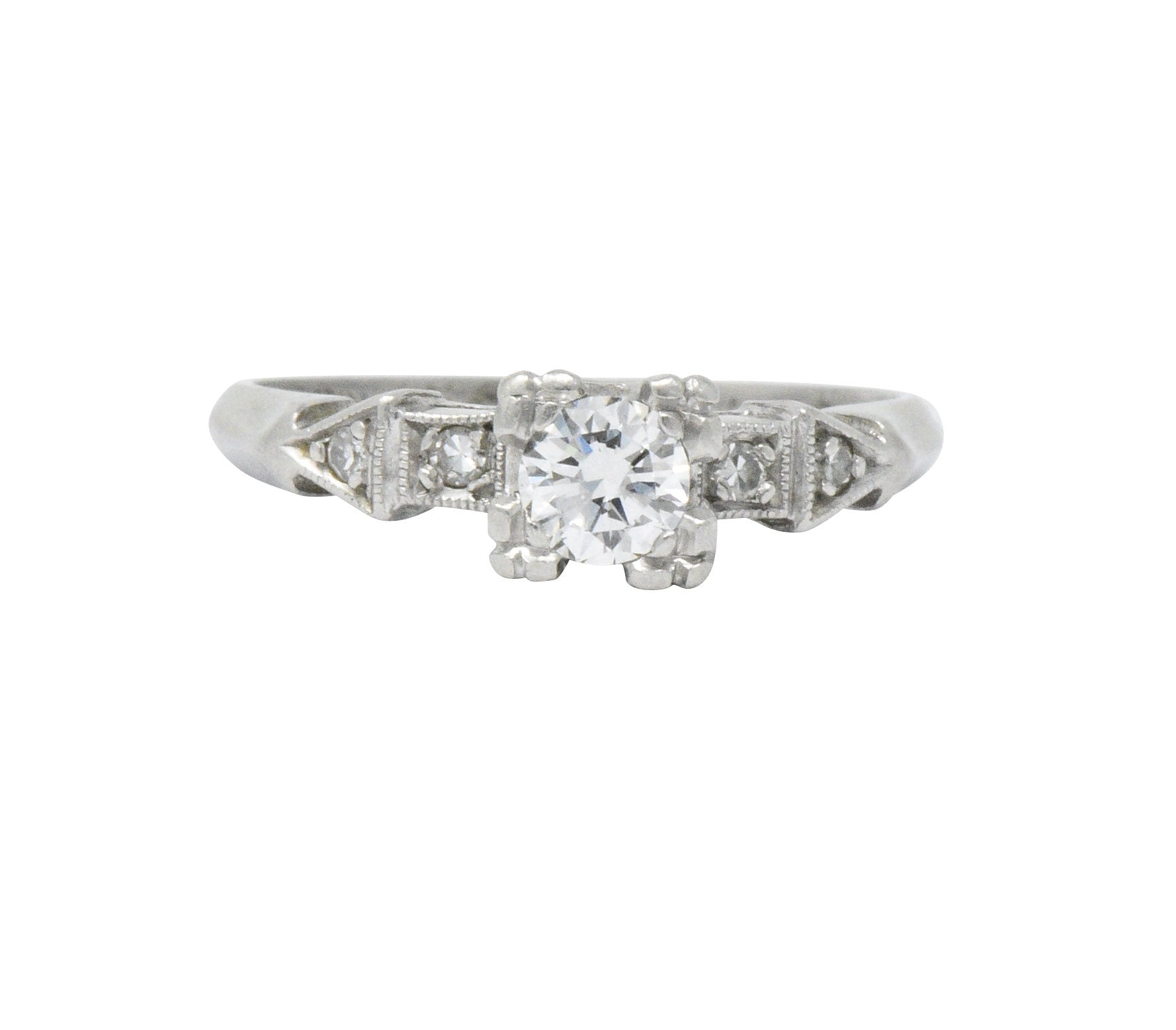 Retro 0.31 CTW Diamond Platinum Engagement Ring Wilson's Estate Jewelry