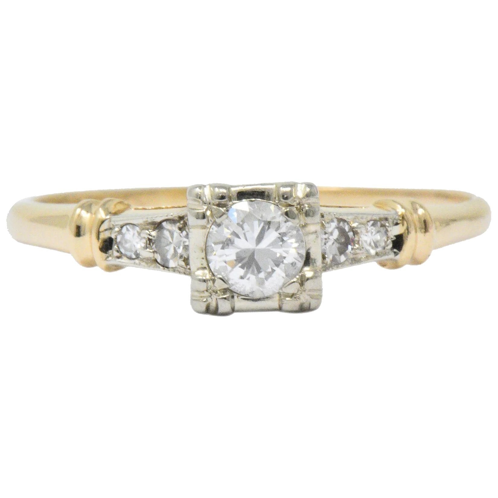 Retro 0.32 CTW Diamond 14 Karat Gold Engagement Ring Circa 1940 Wilson's Estate Jewelry