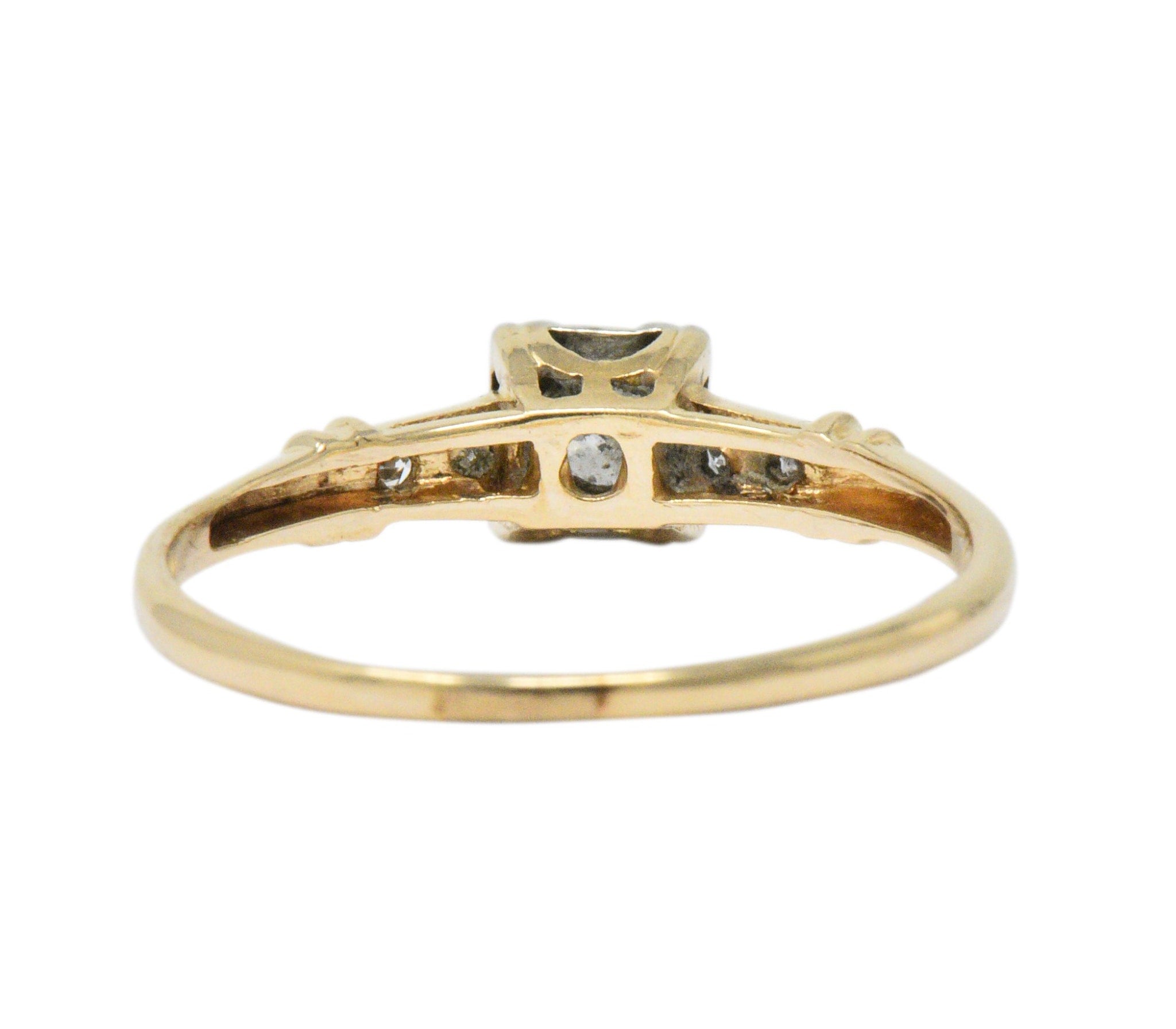 Retro 0.32 CTW Diamond 14 Karat Gold Engagement Ring Circa 1940 Wilson's Estate Jewelry