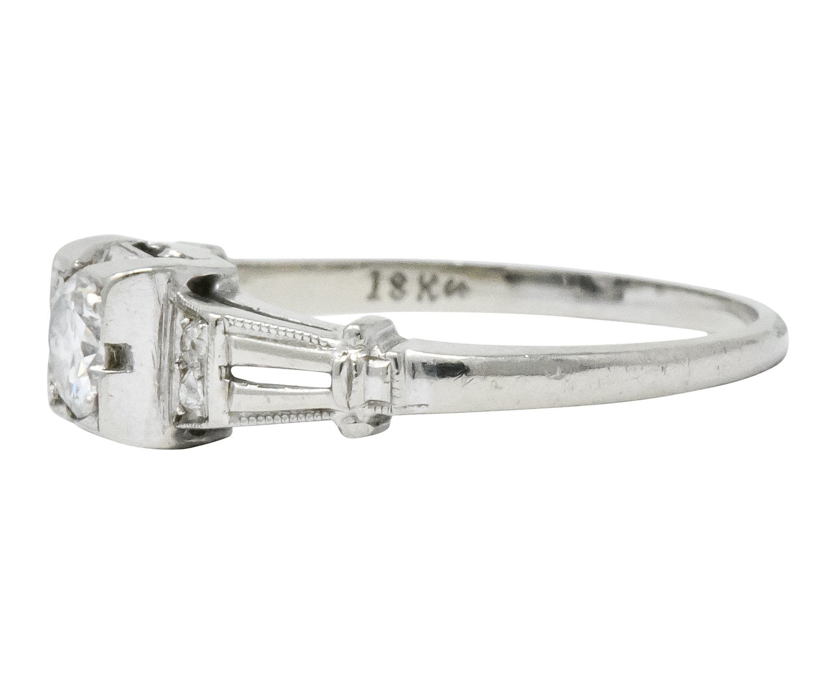 Retro 0.35 CTW Diamond 18 Karat White Gold Engagement Ring Circa 1950 - Wilson's Estate Jewelry