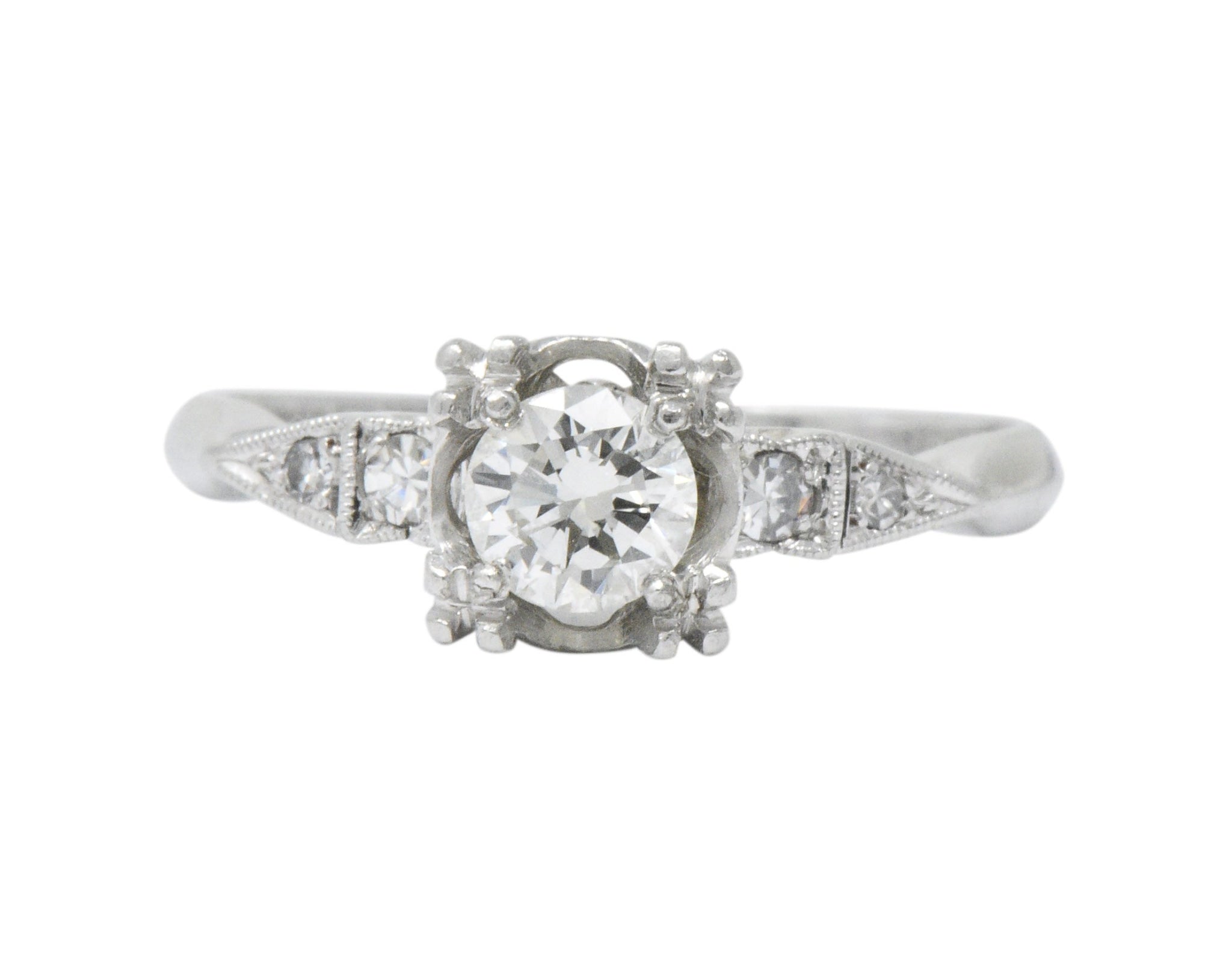 Retro 0.46 CTW Diamond Platinum Engagement Ring Wilson's Estate Jewelry