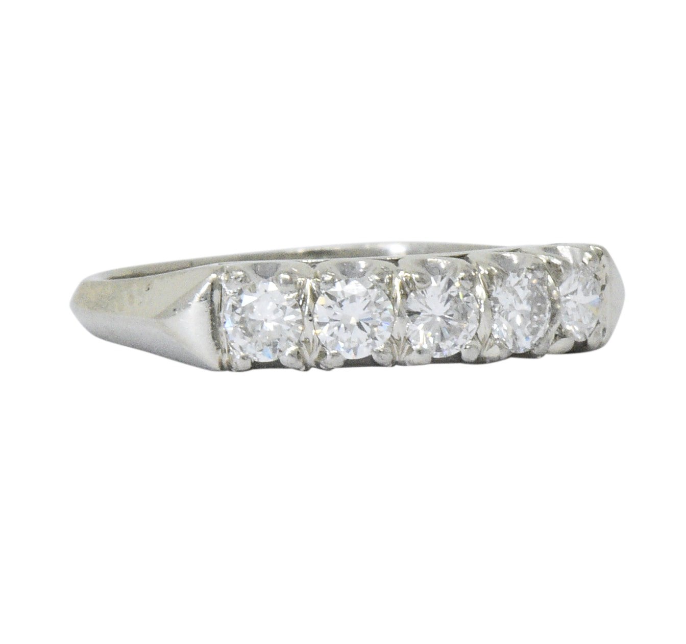 Retro 0.50 CTW Diamond 14 Karat White Gold Stackable Anniversary Band Ring Wilson's Estate Jewelry