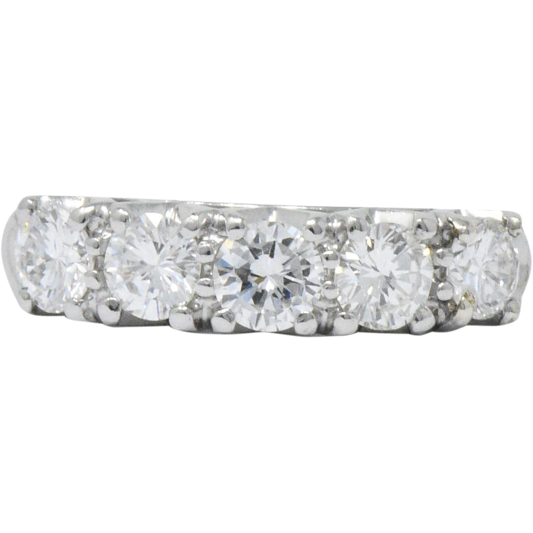 Retro 0.50 CTW Diamond 14 Karat White Gold Stackable Anniversary Band Ring Wilson's Estate Jewelry